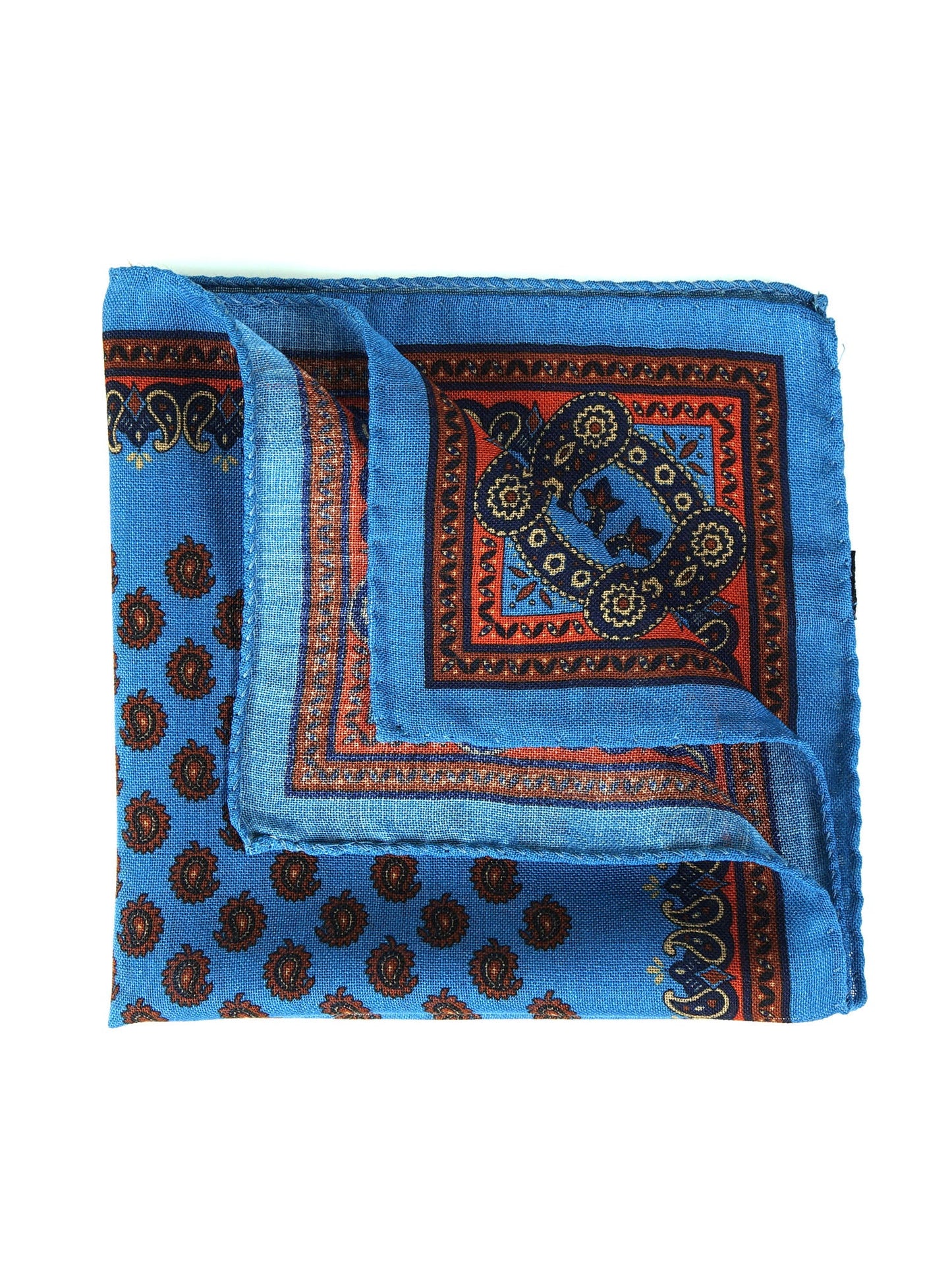 Turquoise Pocket Square in Wool and Cashmere PABLITO