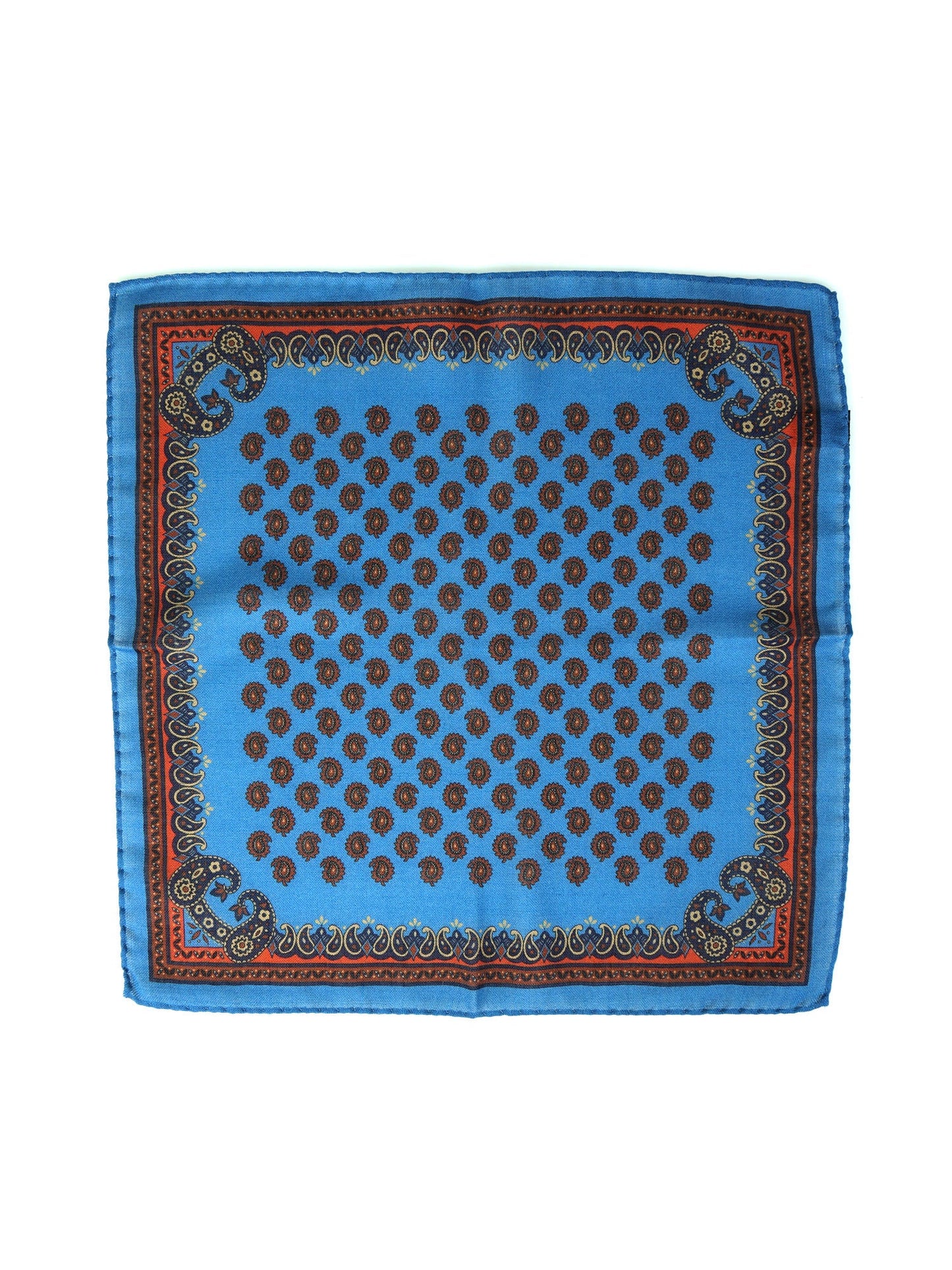Turquoise Pocket Square in Wool and Cashmere PABLITO