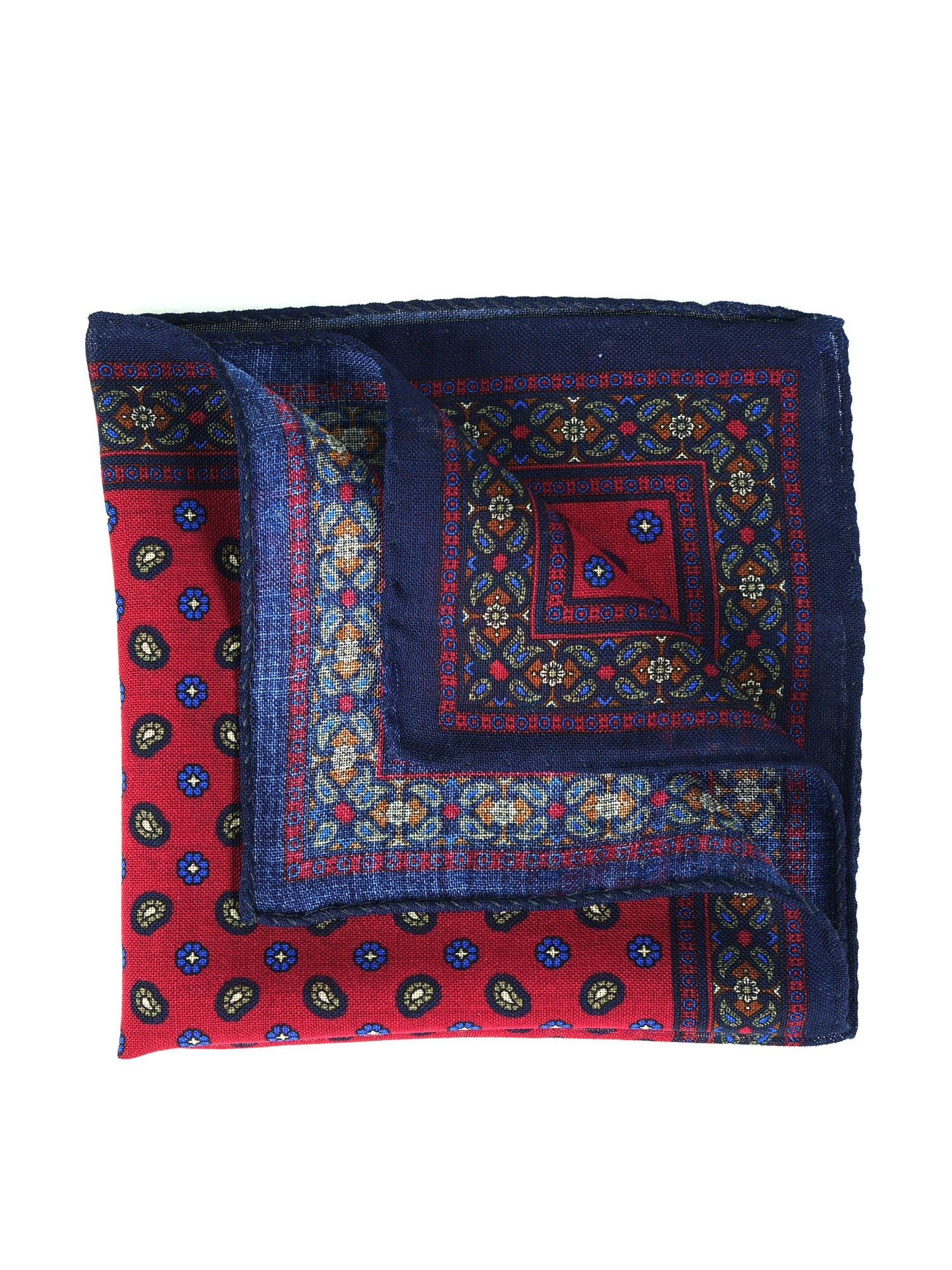 Red Wool and Cashmere Pocket Square NICOLA