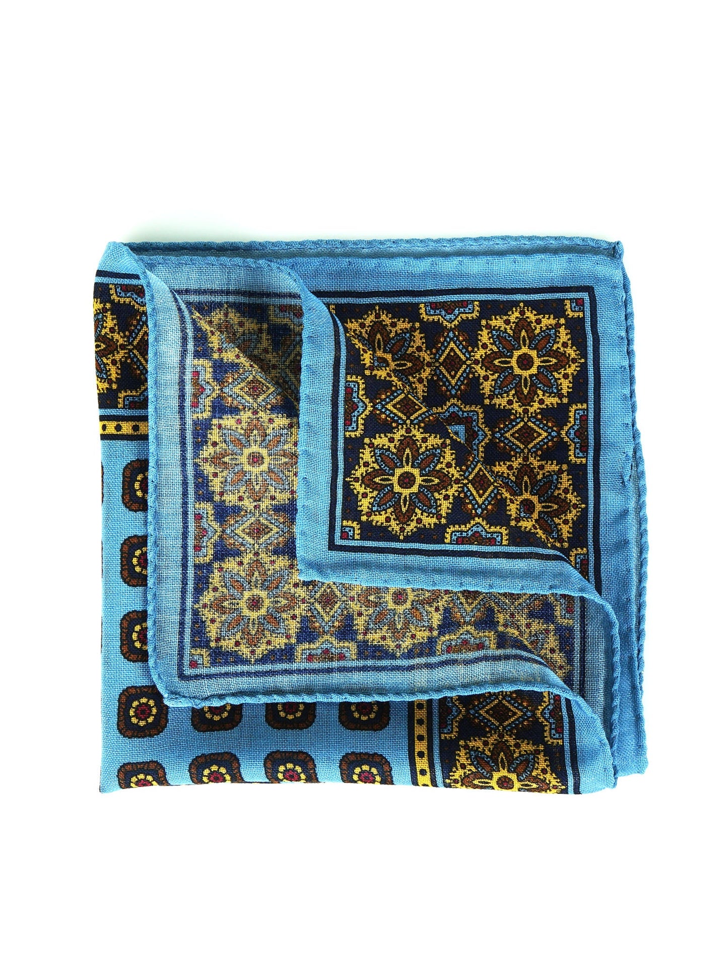 Light blue pocket square in wool and cashmere SAMBA