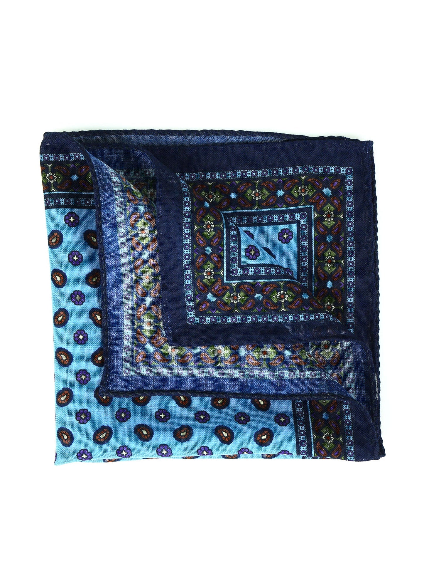 Light Blue Pocket Square in Wool and Cashmere NICOLA