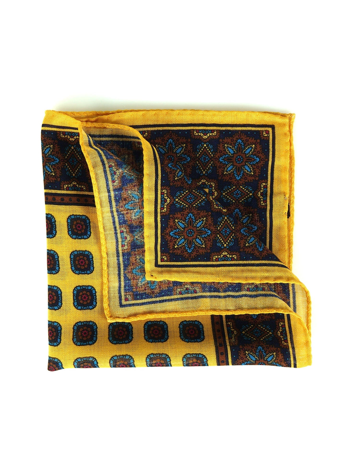 Yellow Wool and Cashmere Pocket Square SAMBA