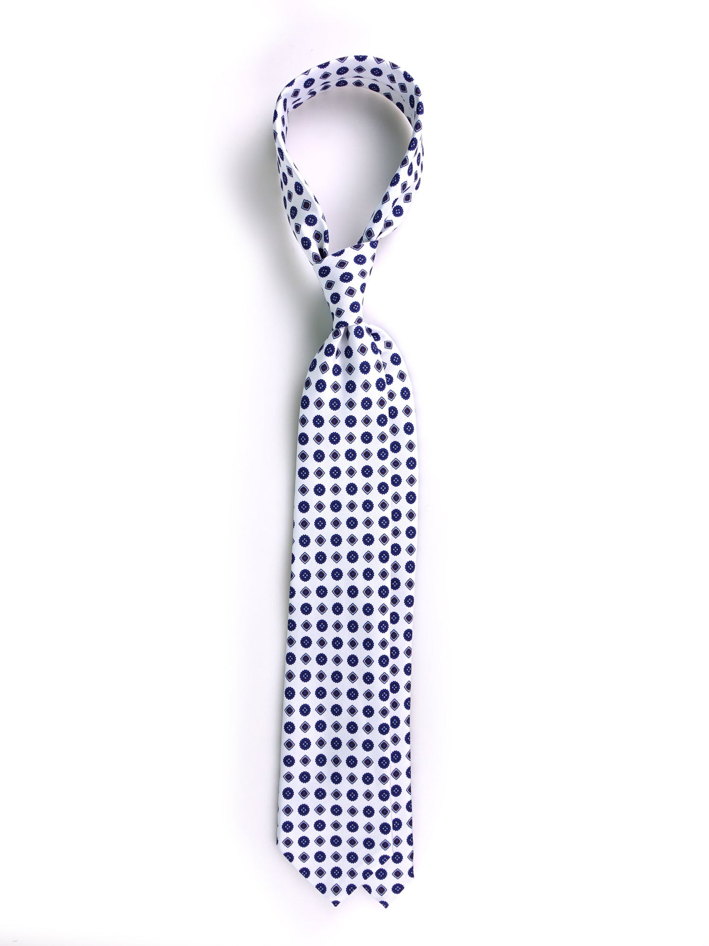 3 Fold Tie white REDDANCE English printed silk
