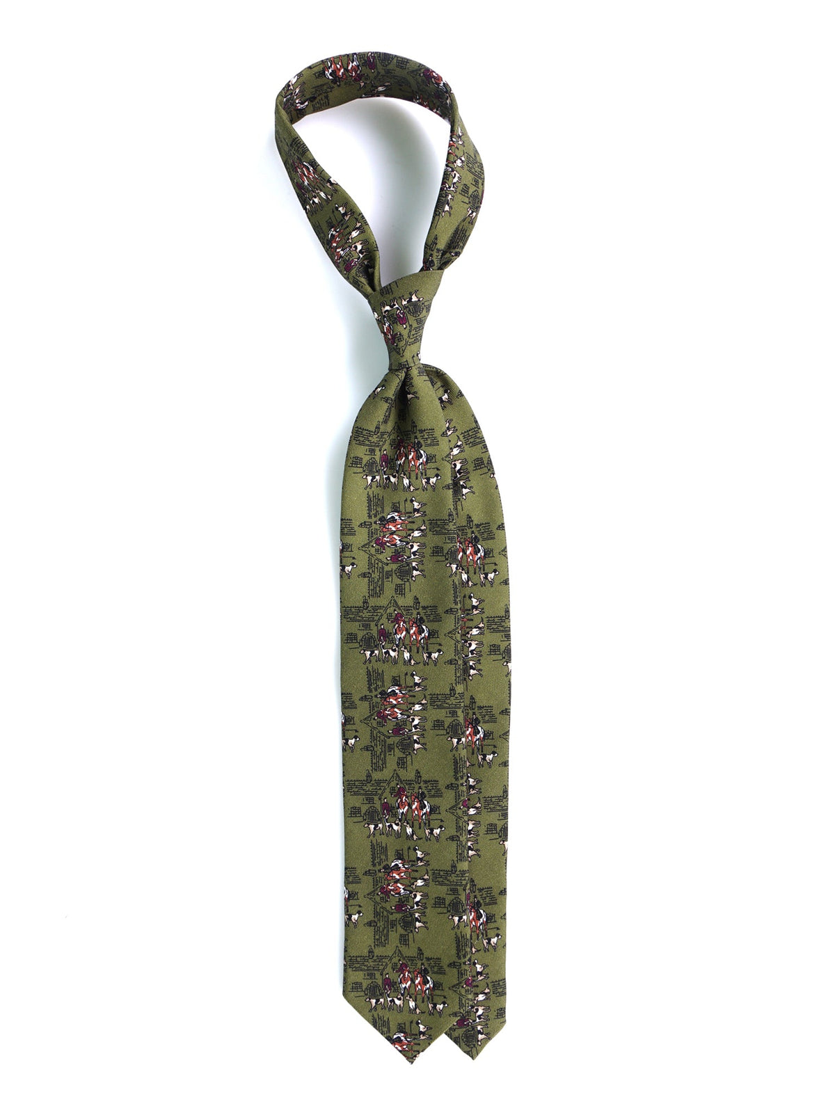 REGALE 3-fold tie in green challis wool
