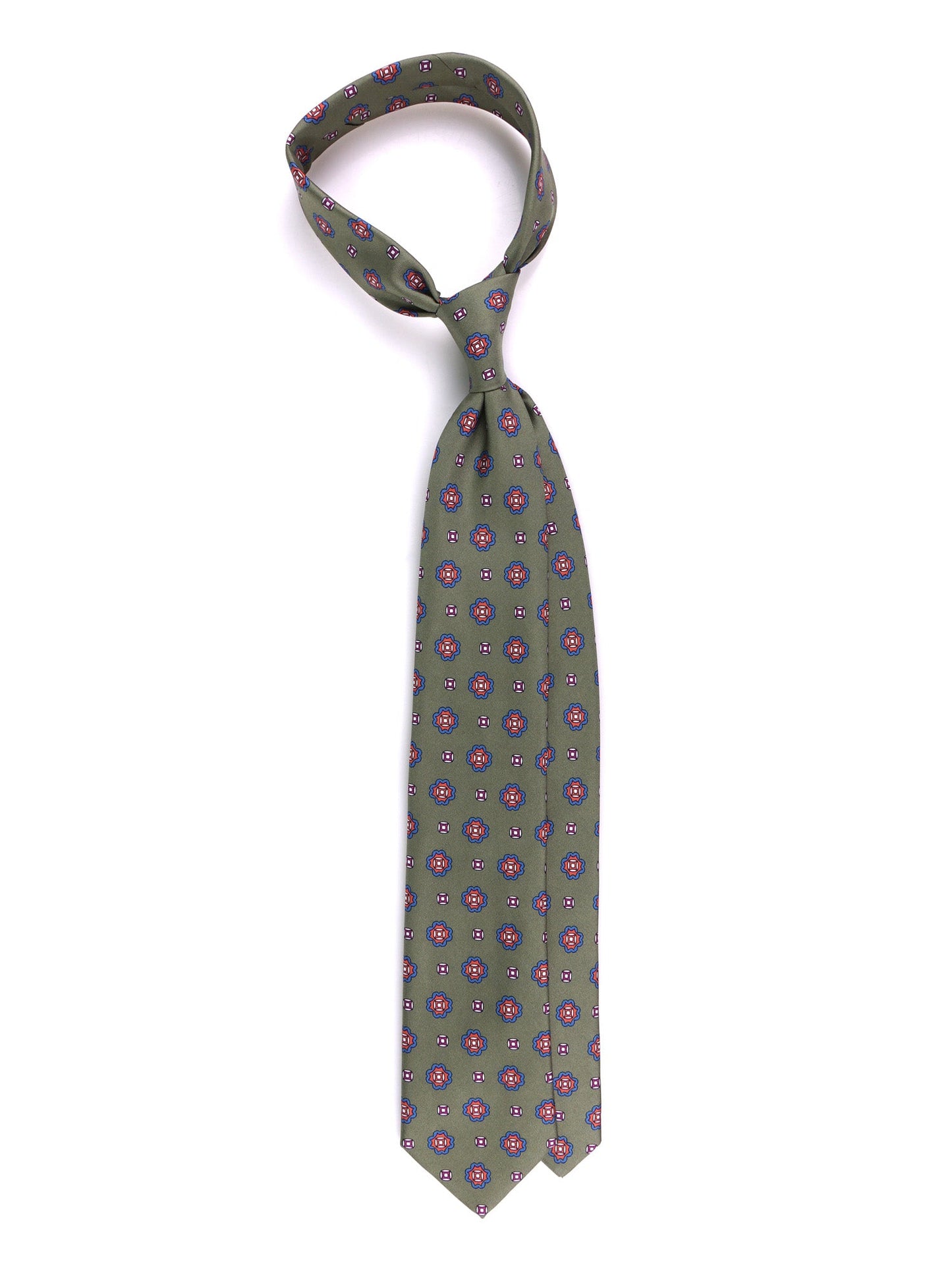 3-fold RIFF green printed silk tie