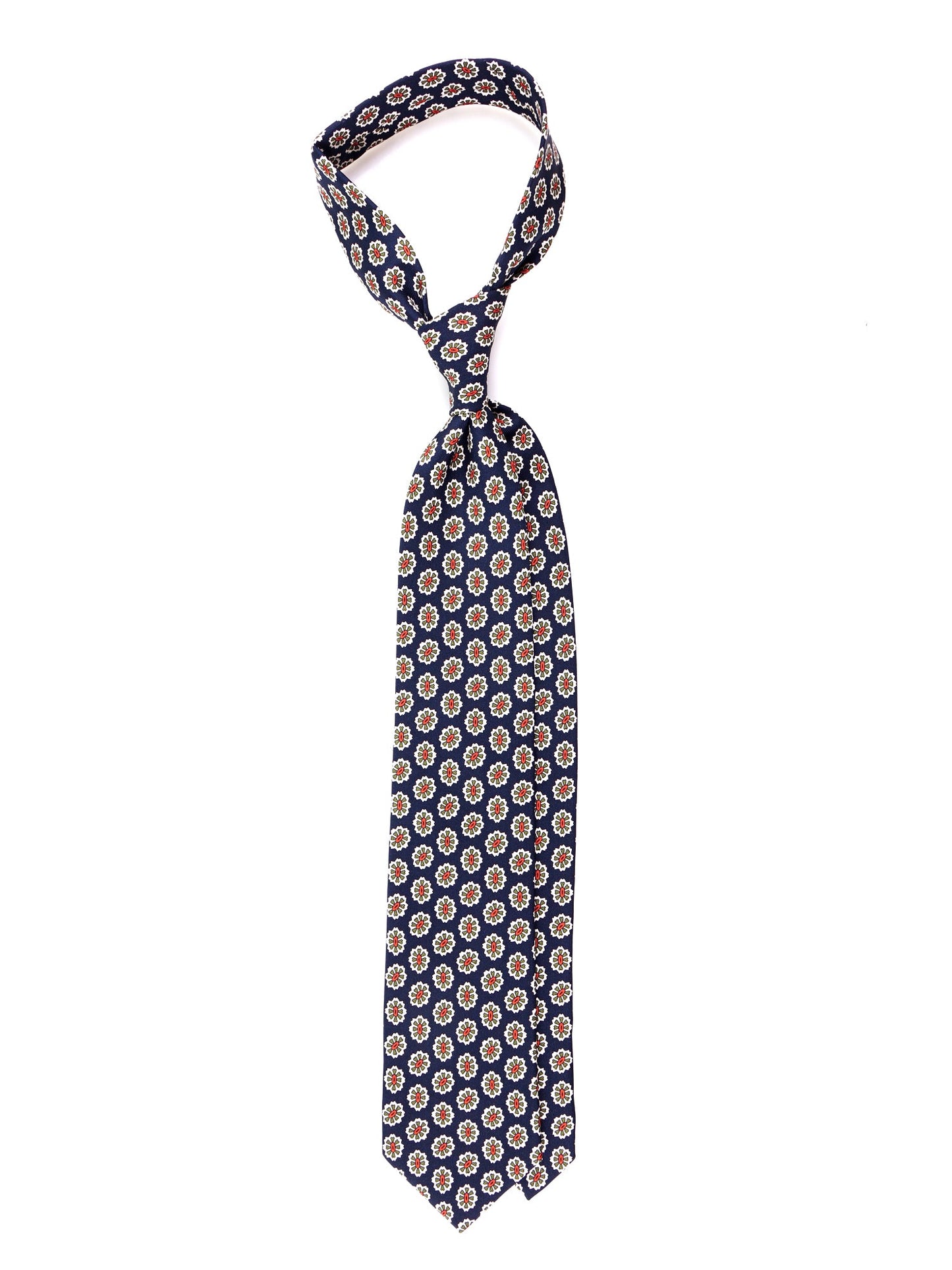 Cravatta 3 pieghe ROUGE in seta stampata navy