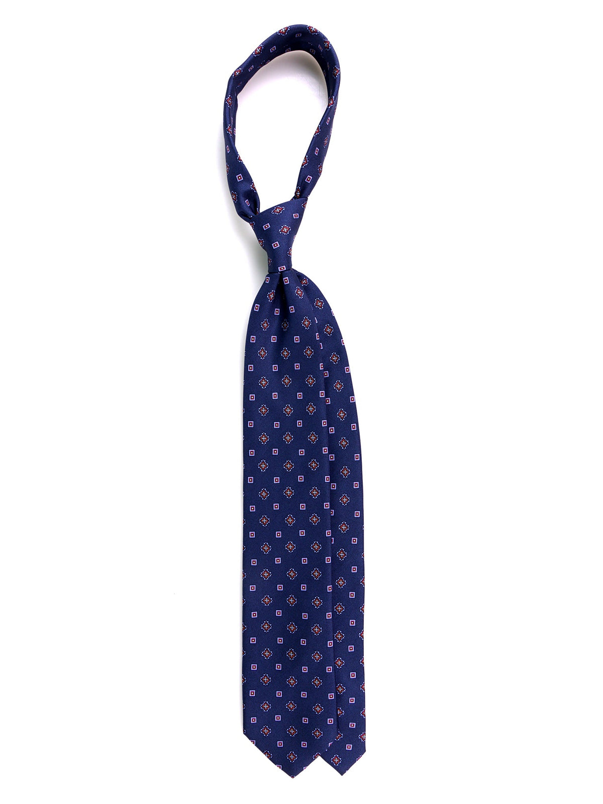 Blue printed silk 3-fold tie SALERNO