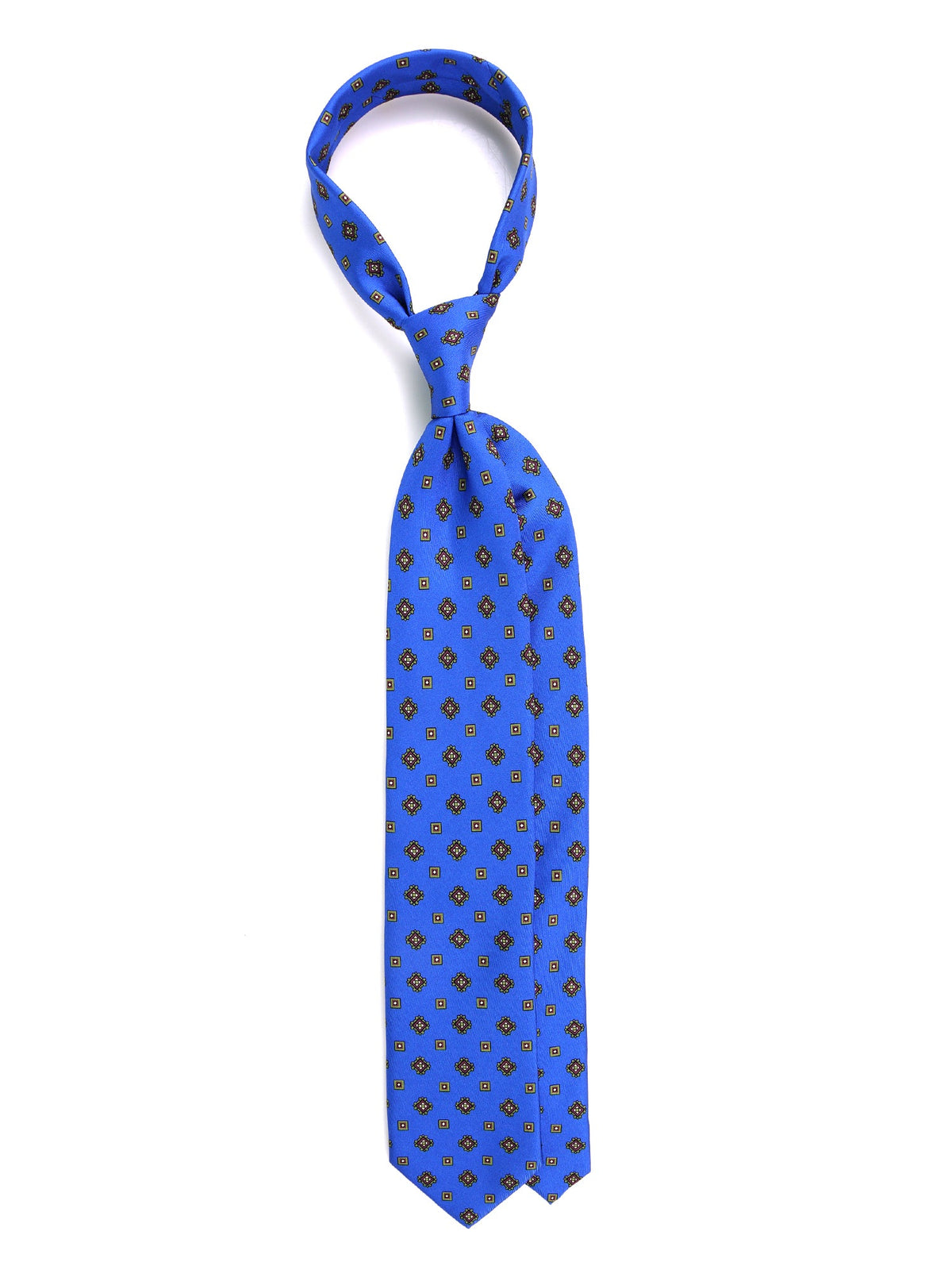 SALERNO royal blue 3-fold tie in printed silk
