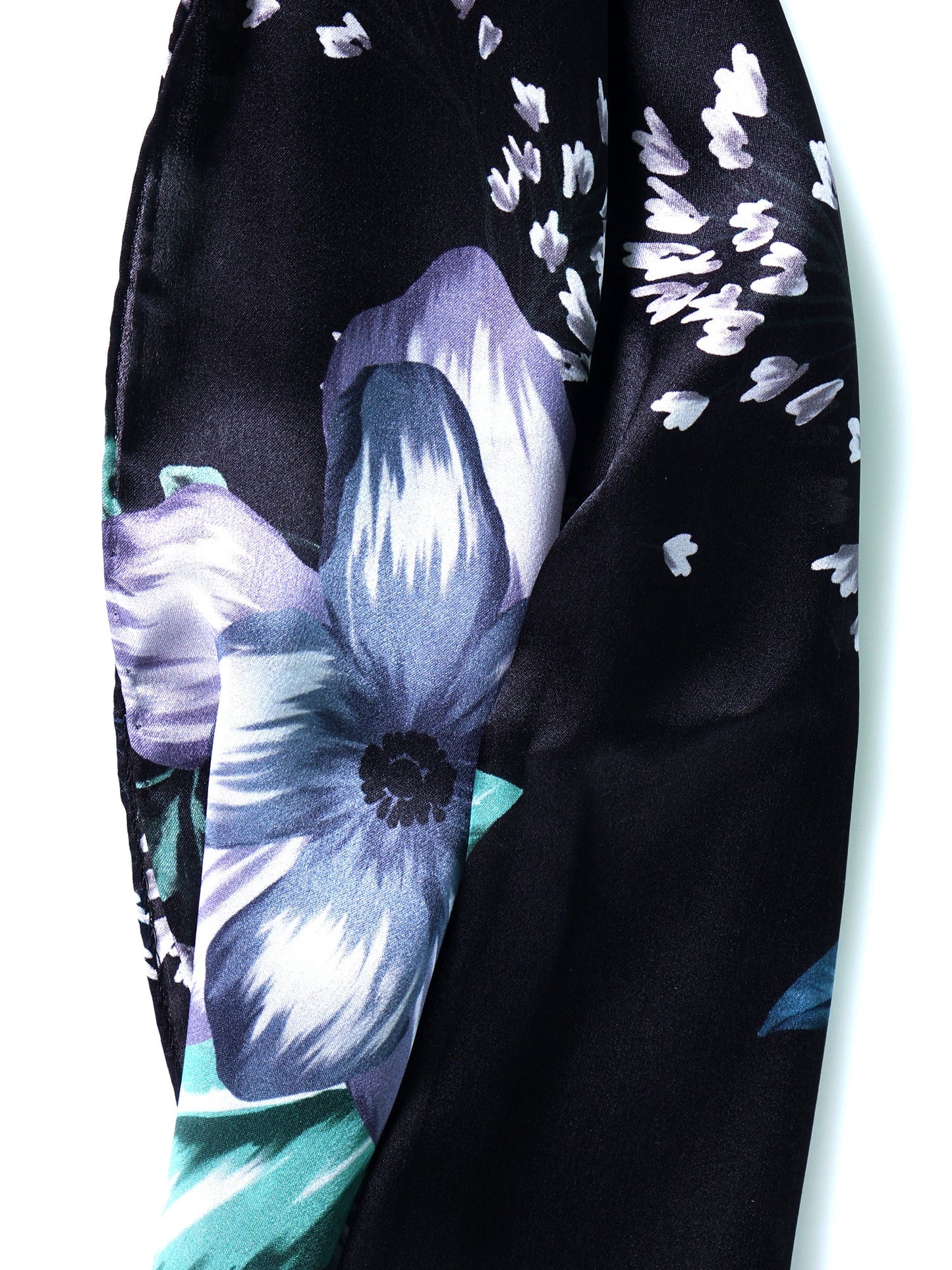Black silk satin scarf stole printed BARBERA