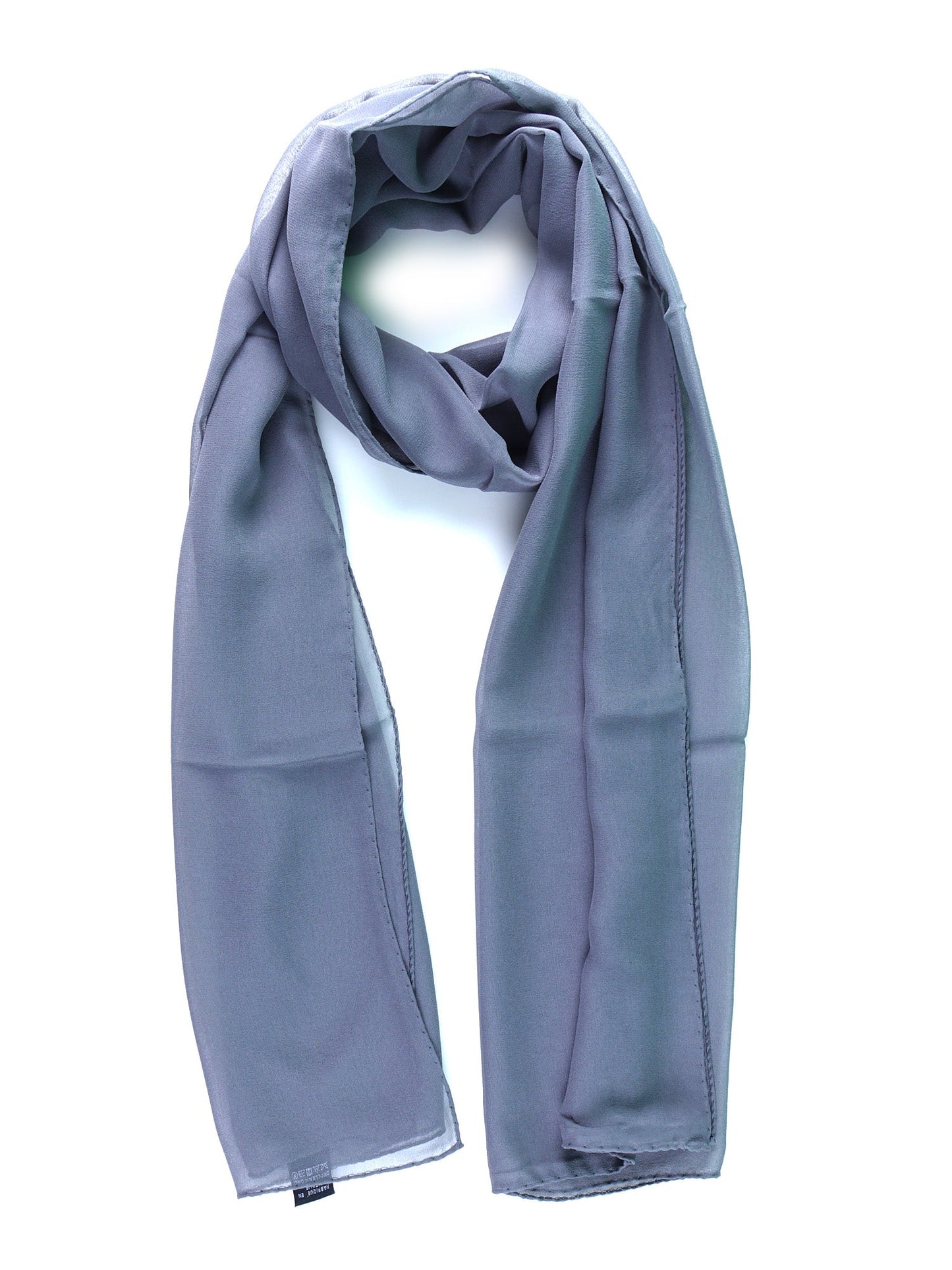 Dark Grey Pure Silk Georgette Scarf PERLA