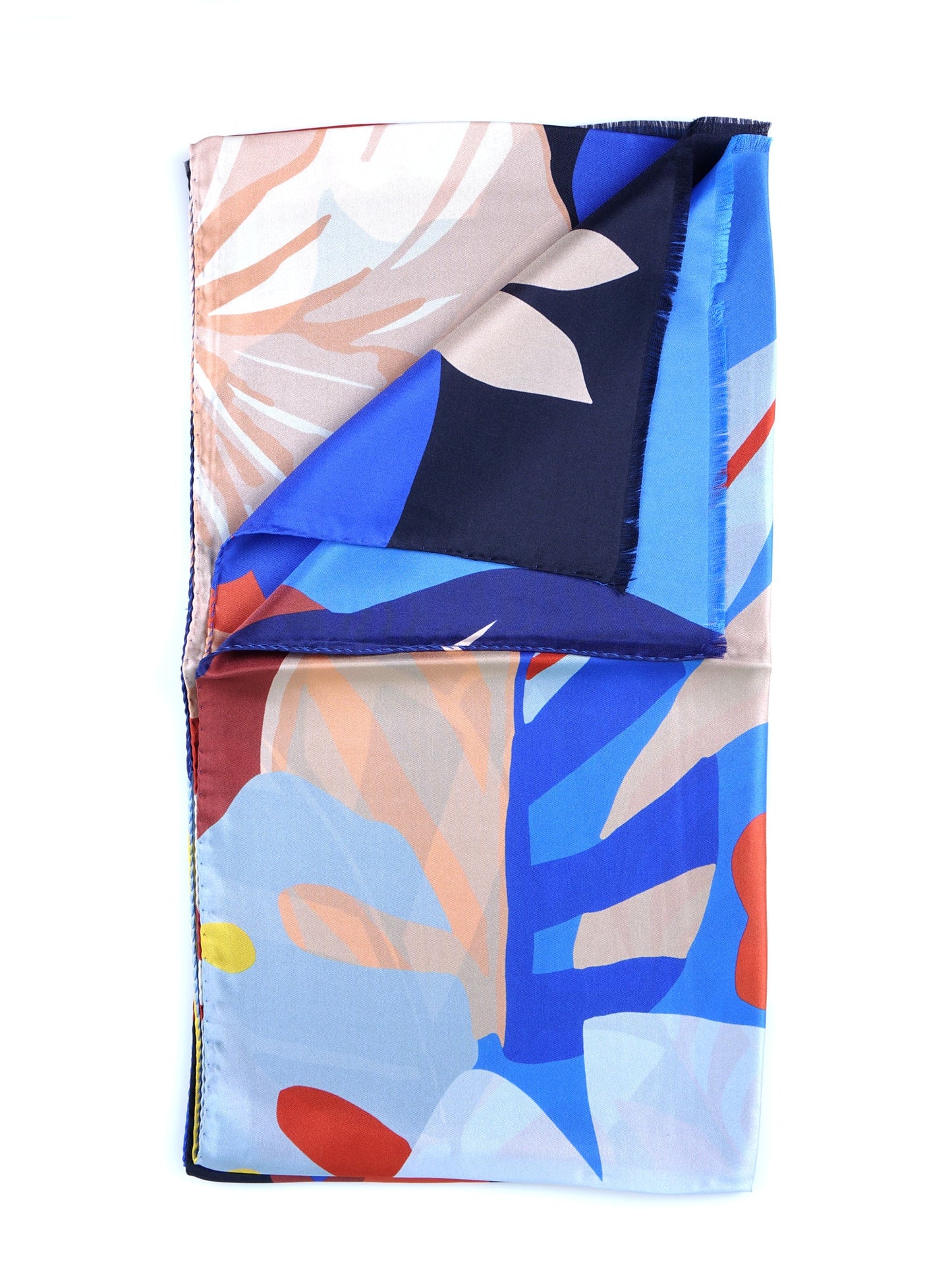 Sky blue printed pure silk scarf FLESH