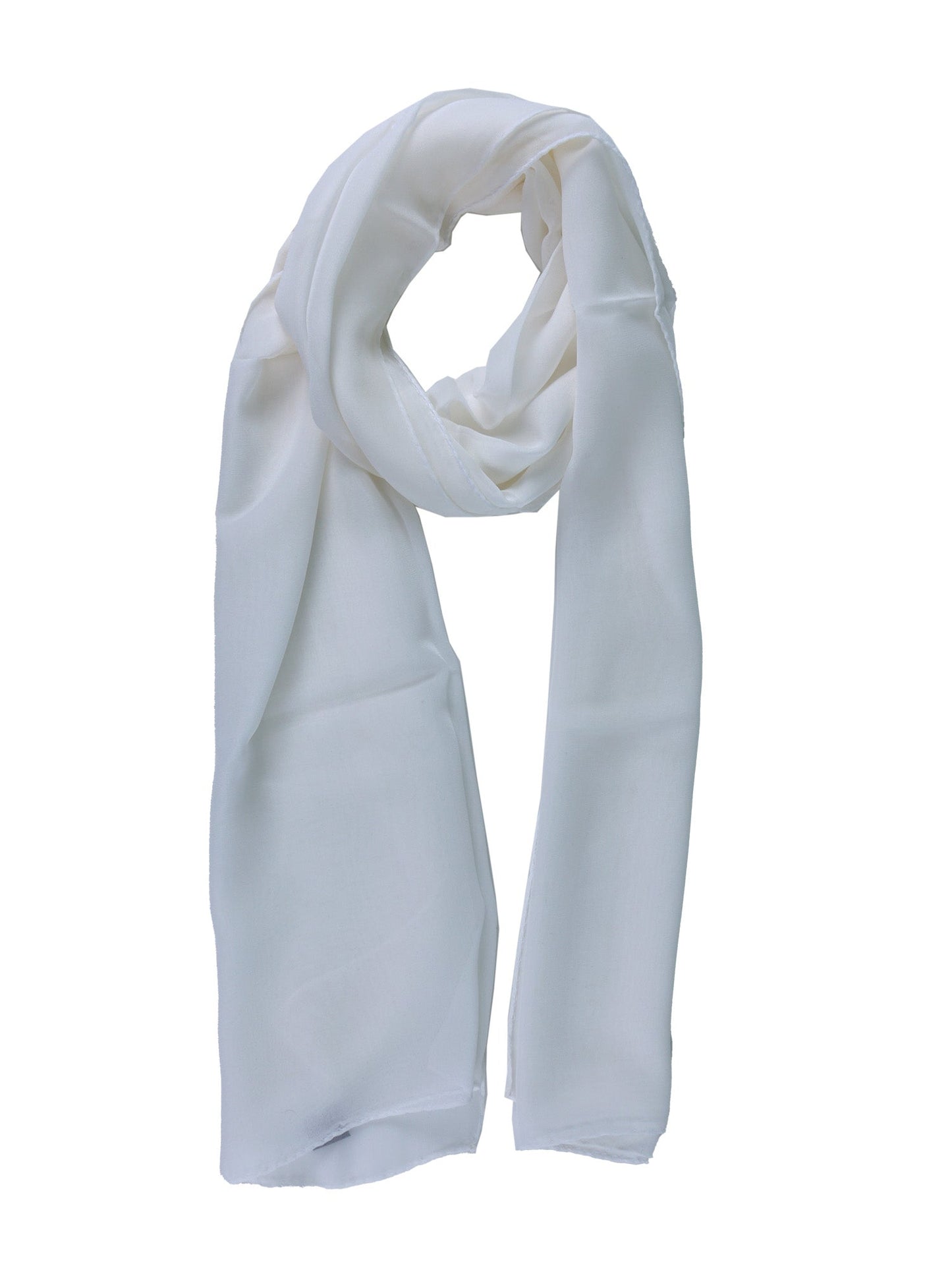 White Silk Georgette Scarf PERLA
