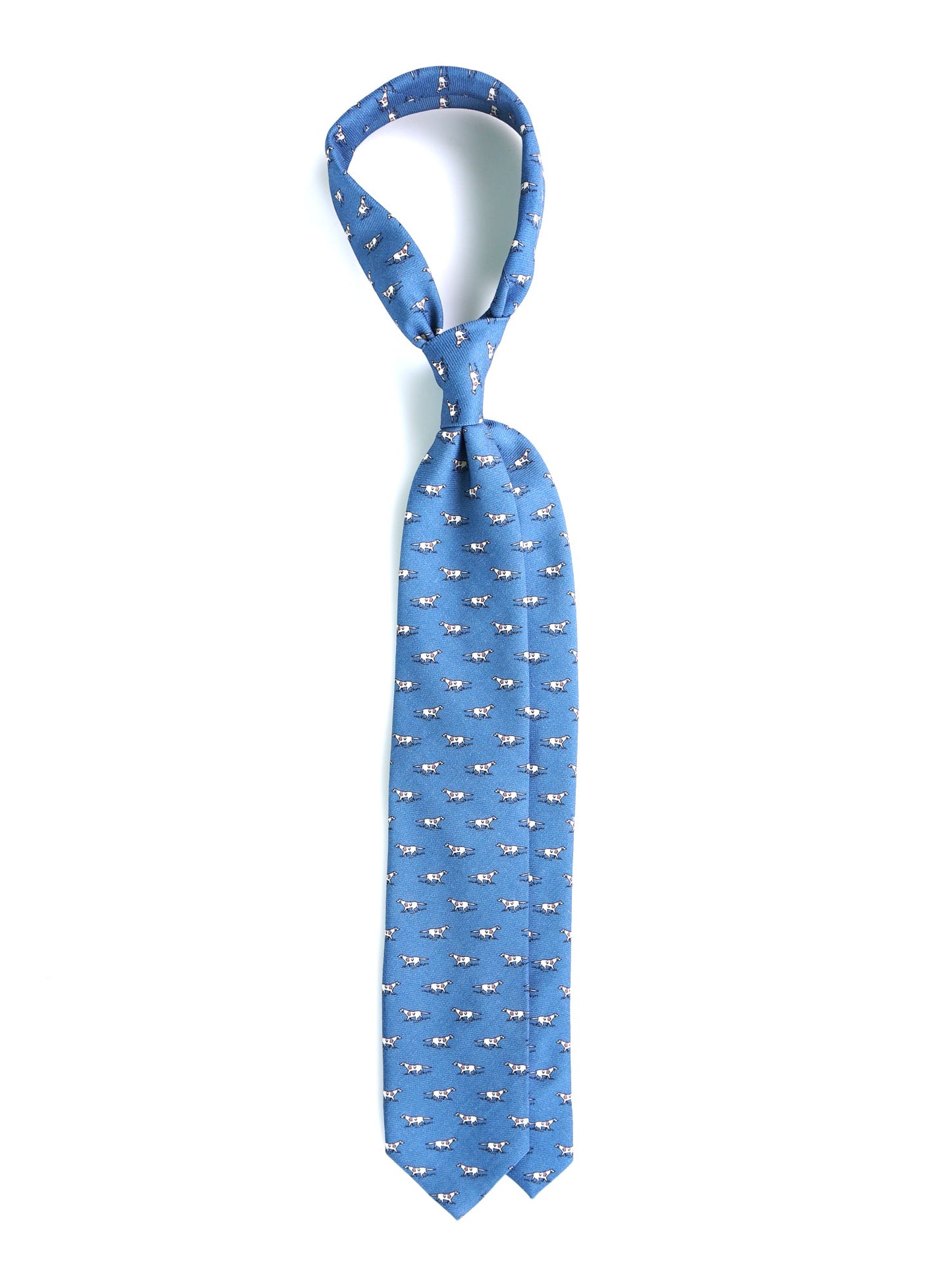 Air Force Blue 3-Fold SEGUGIO Tie in English Printed Challis Wool