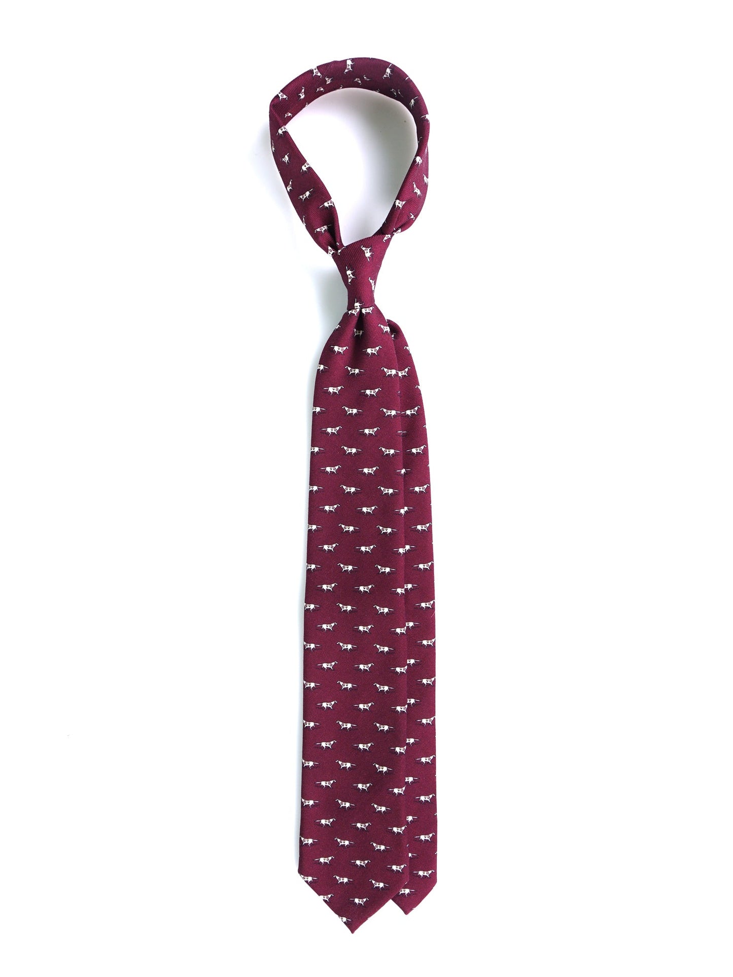 Bordeaux 3 Fold SEGUGIO Tie in English Printed Challis Wool