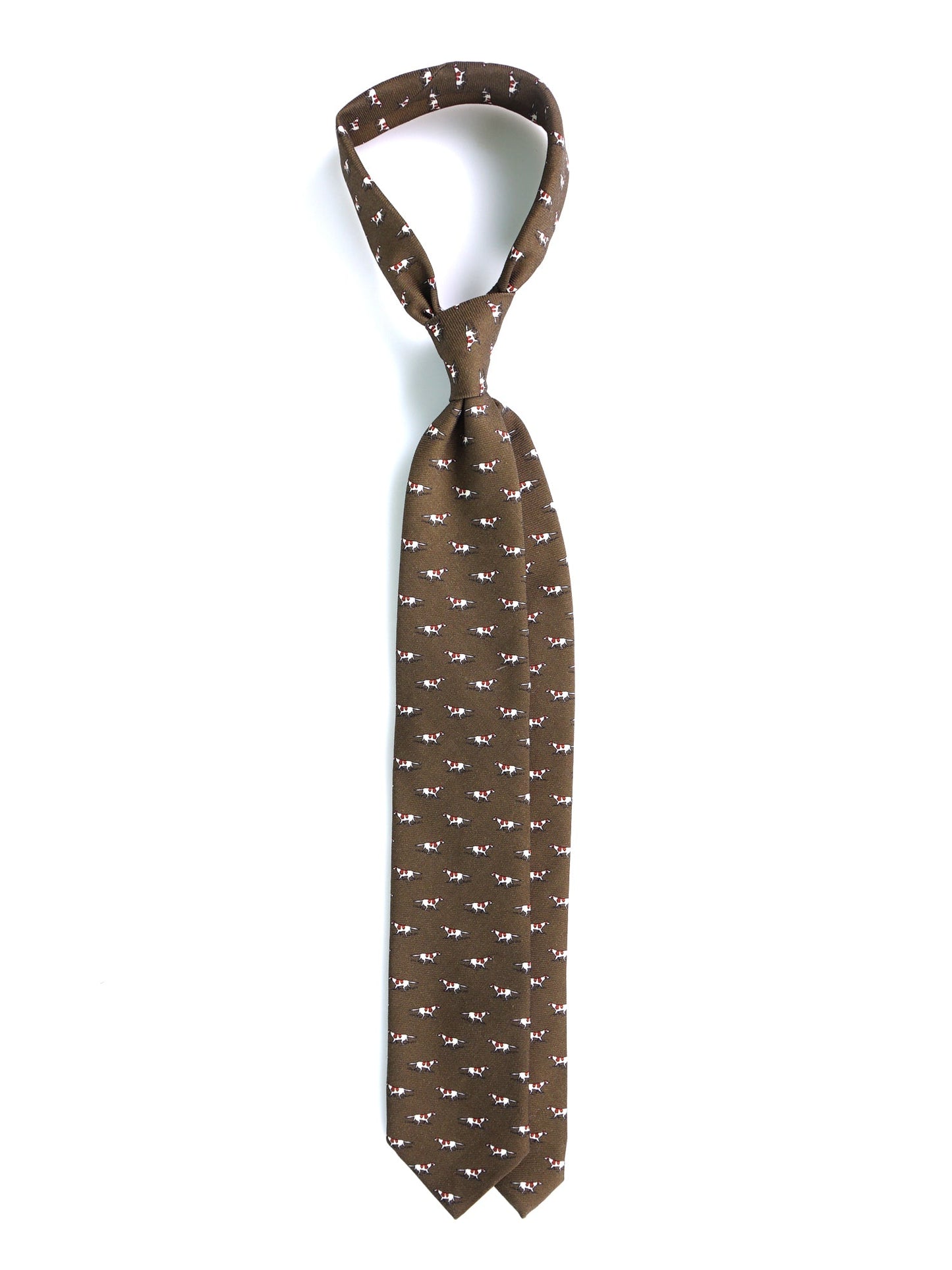 Green 3 Fold SEGUGIO Tie in printed English challis wool