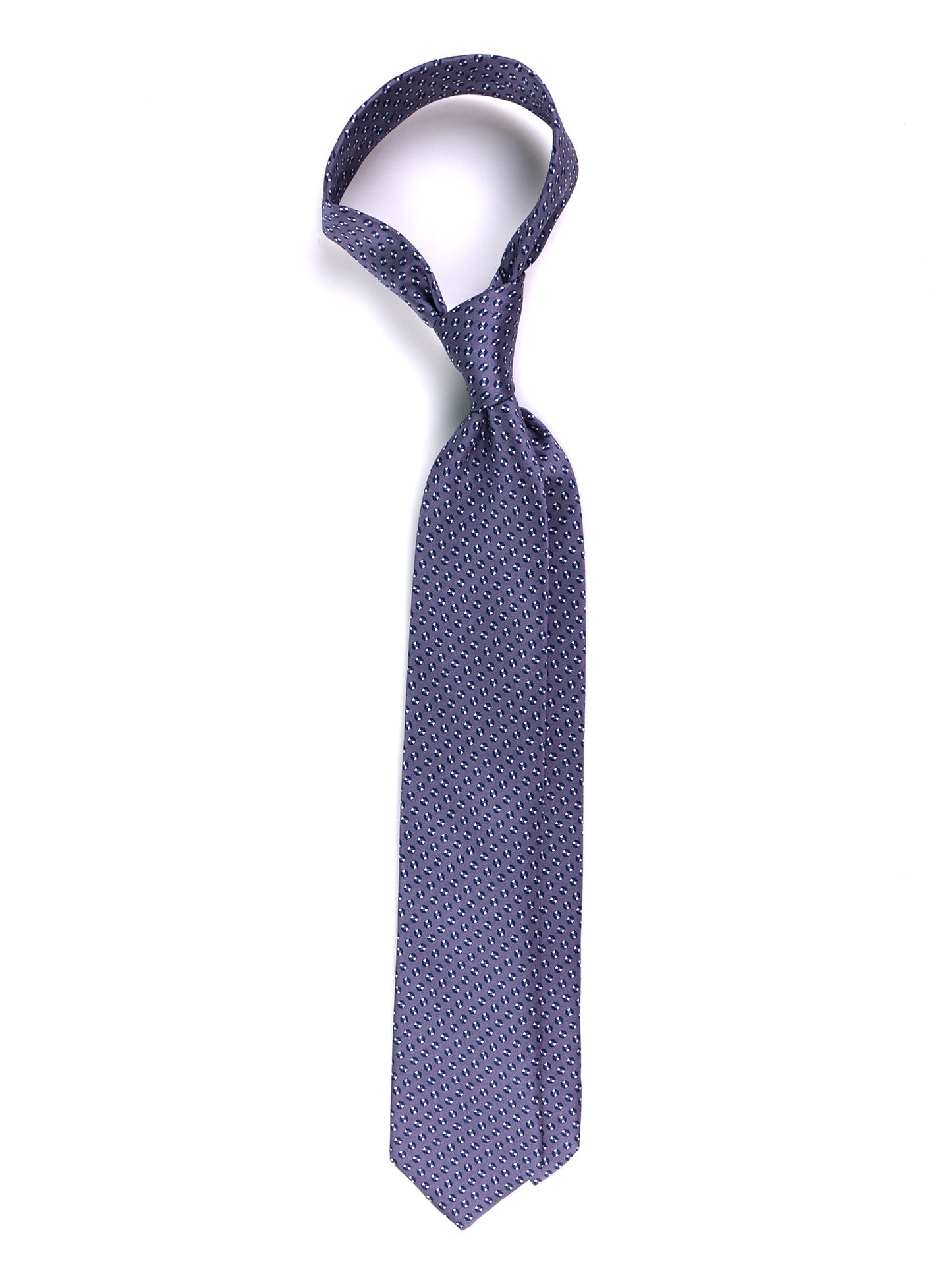 3-fold SHILLA tie in grey printed silk