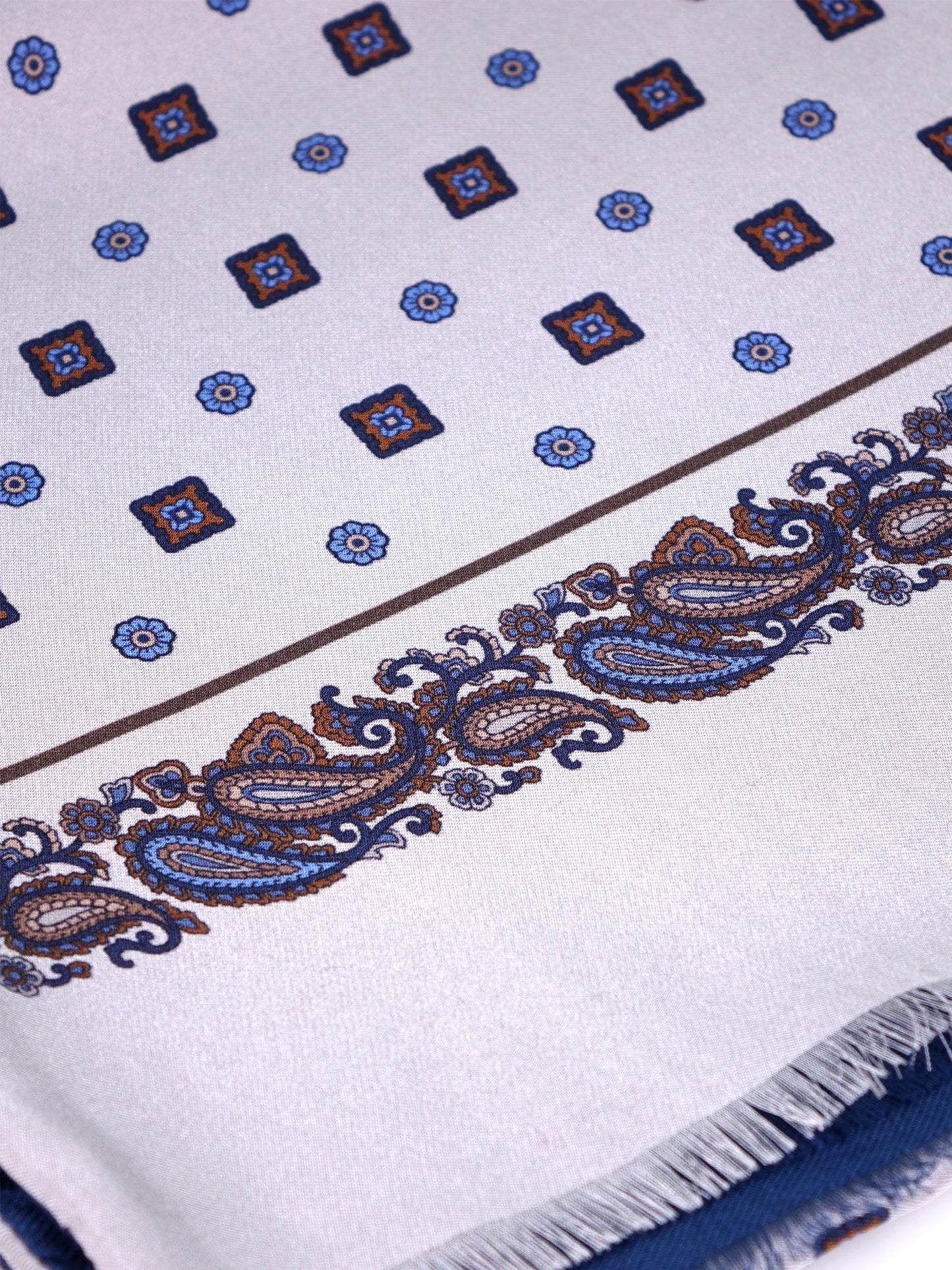 Double-faced printed silk\wool scarf SPORTY grey