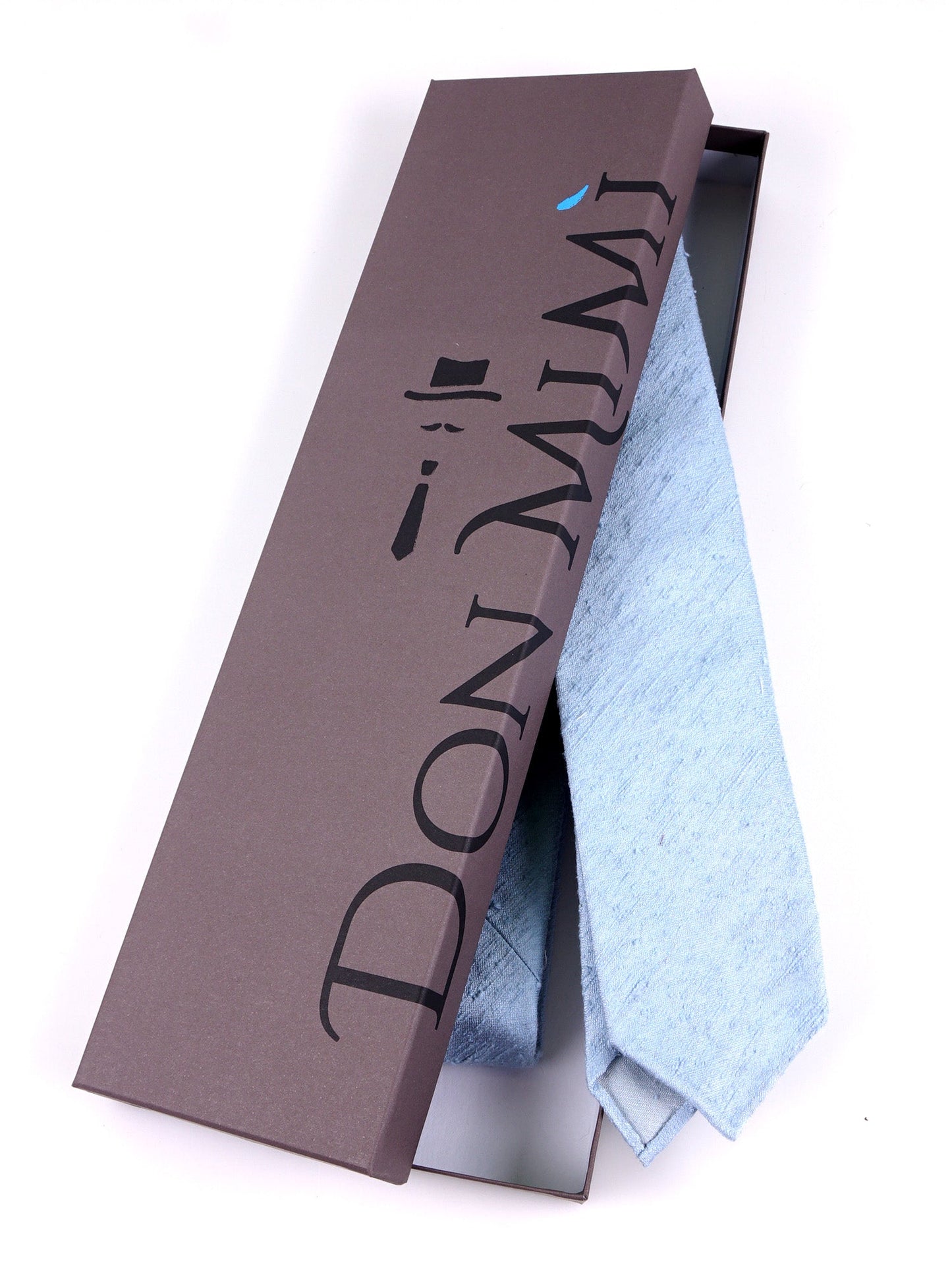Unlined 3 Folds Tie FARMA light blue shantung silk