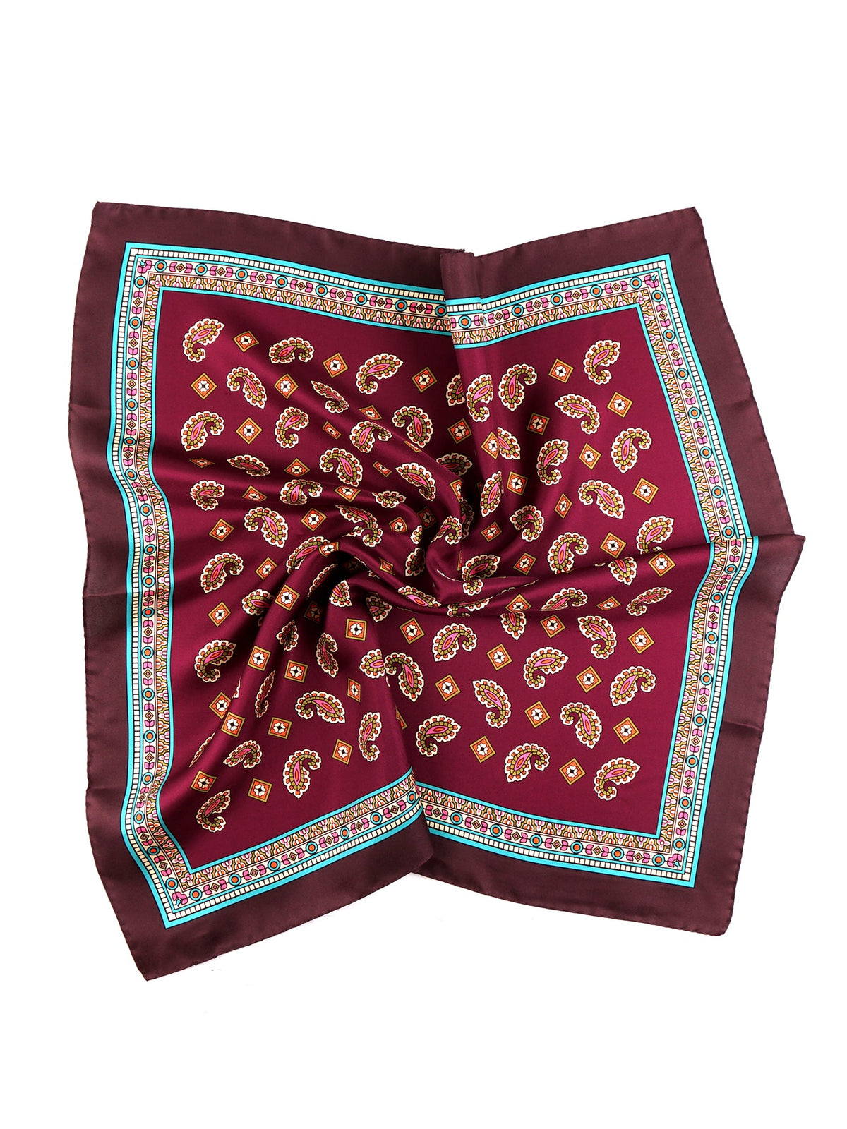 TRON burgundy printed silk foulard