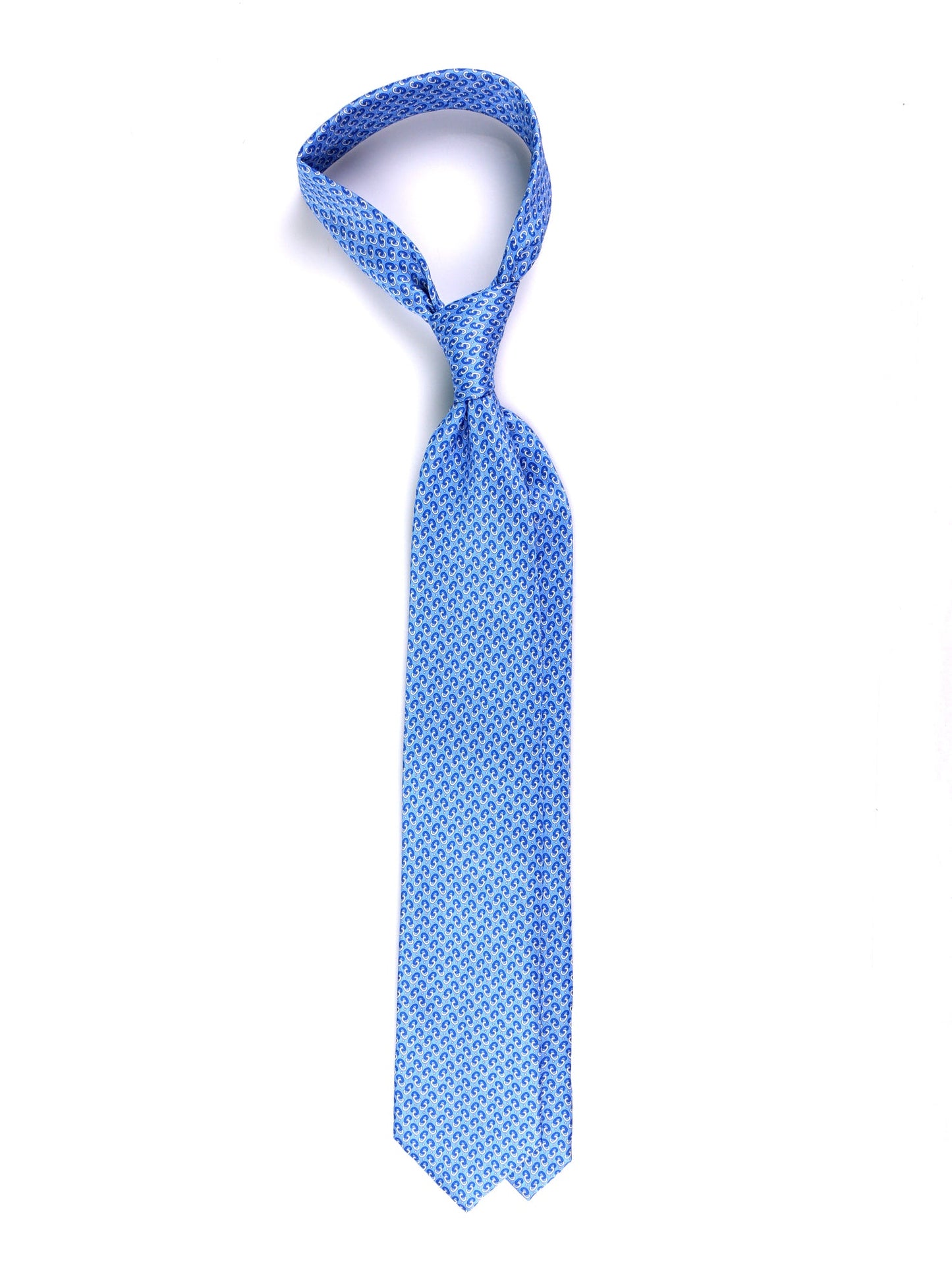 UNION 3-fold tie in light blue printed silk