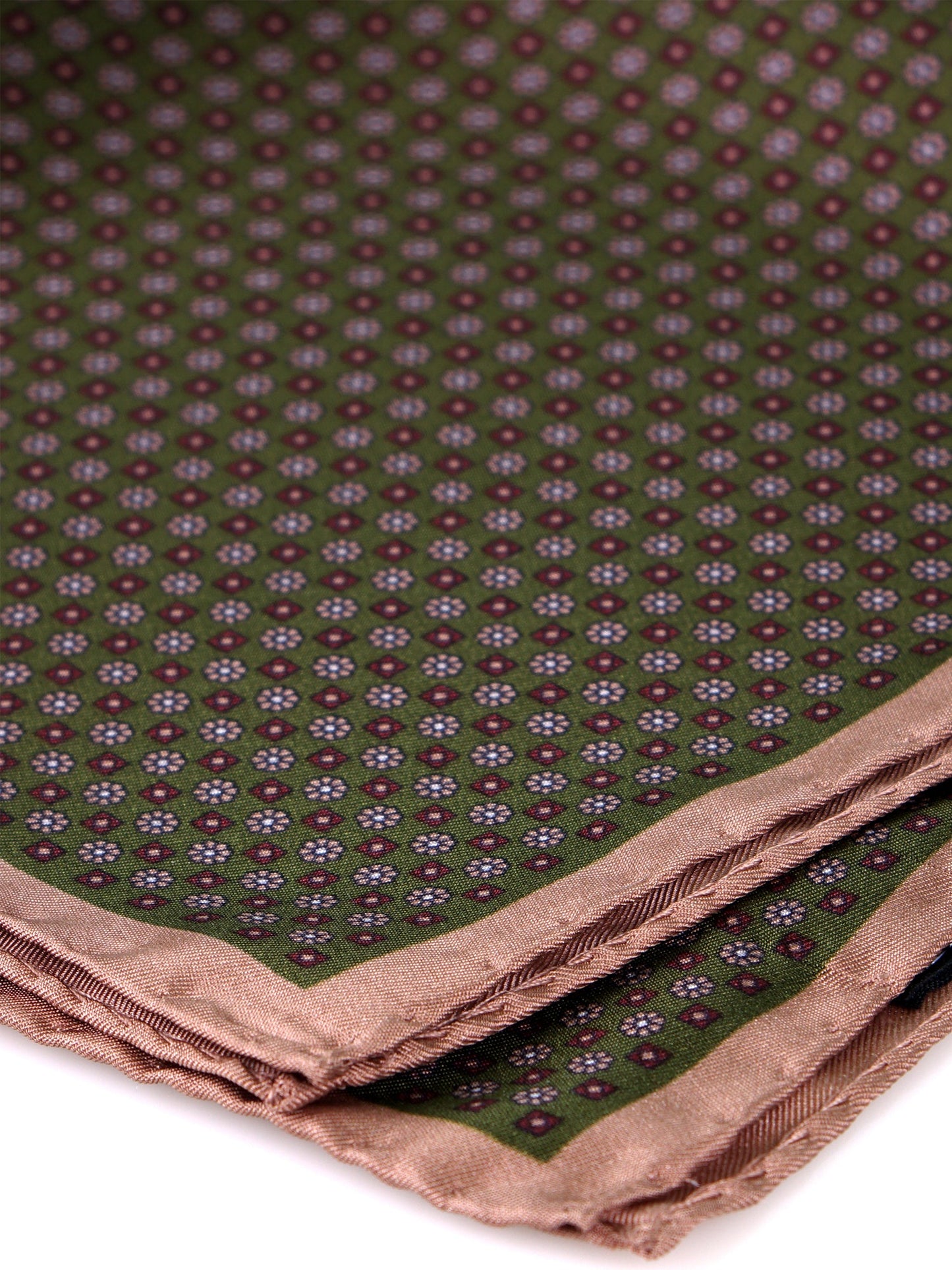 VALERY Green Printed Silk Pocket Square