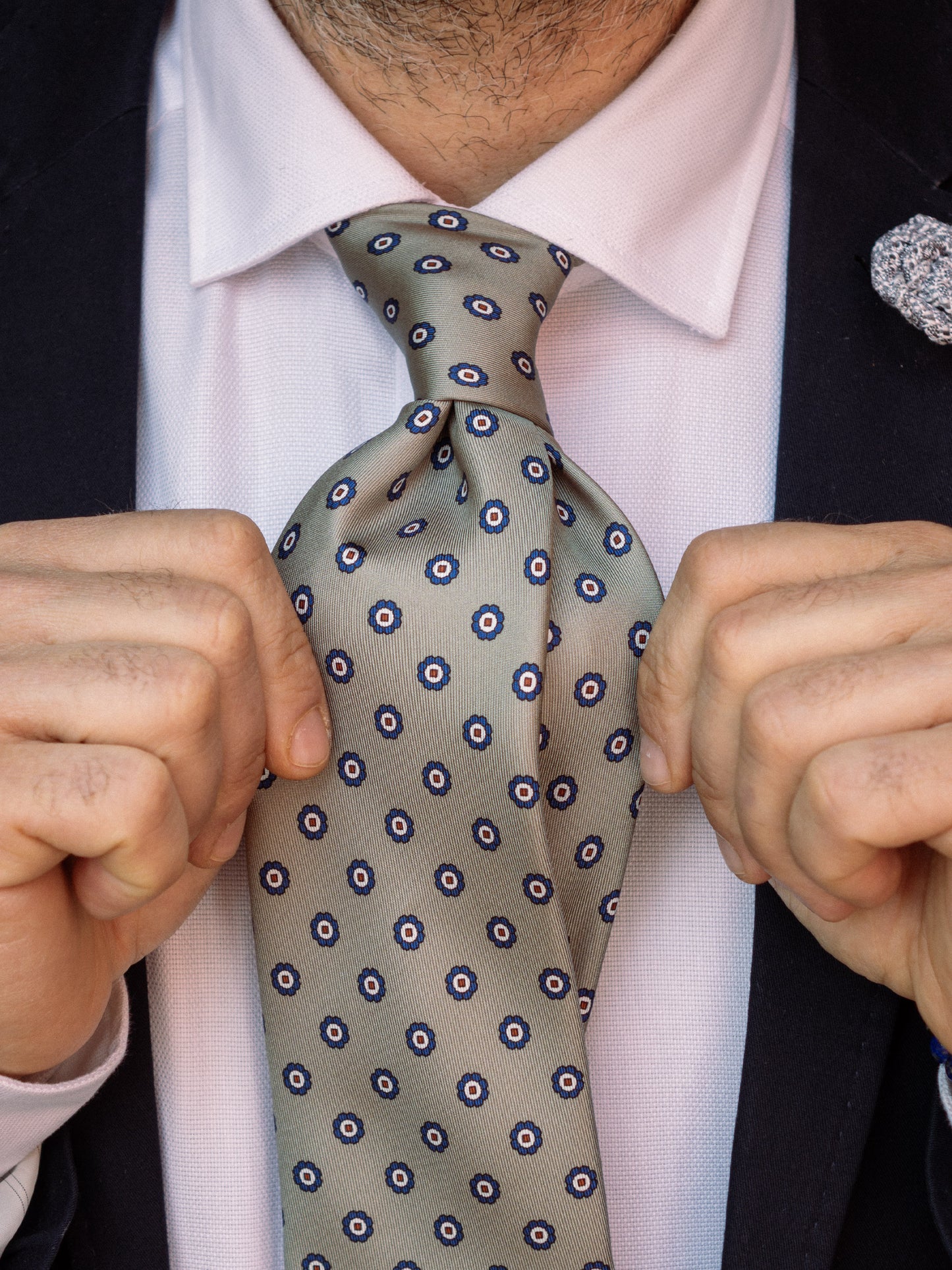 3 fold grey in Printed silk tie VANNY