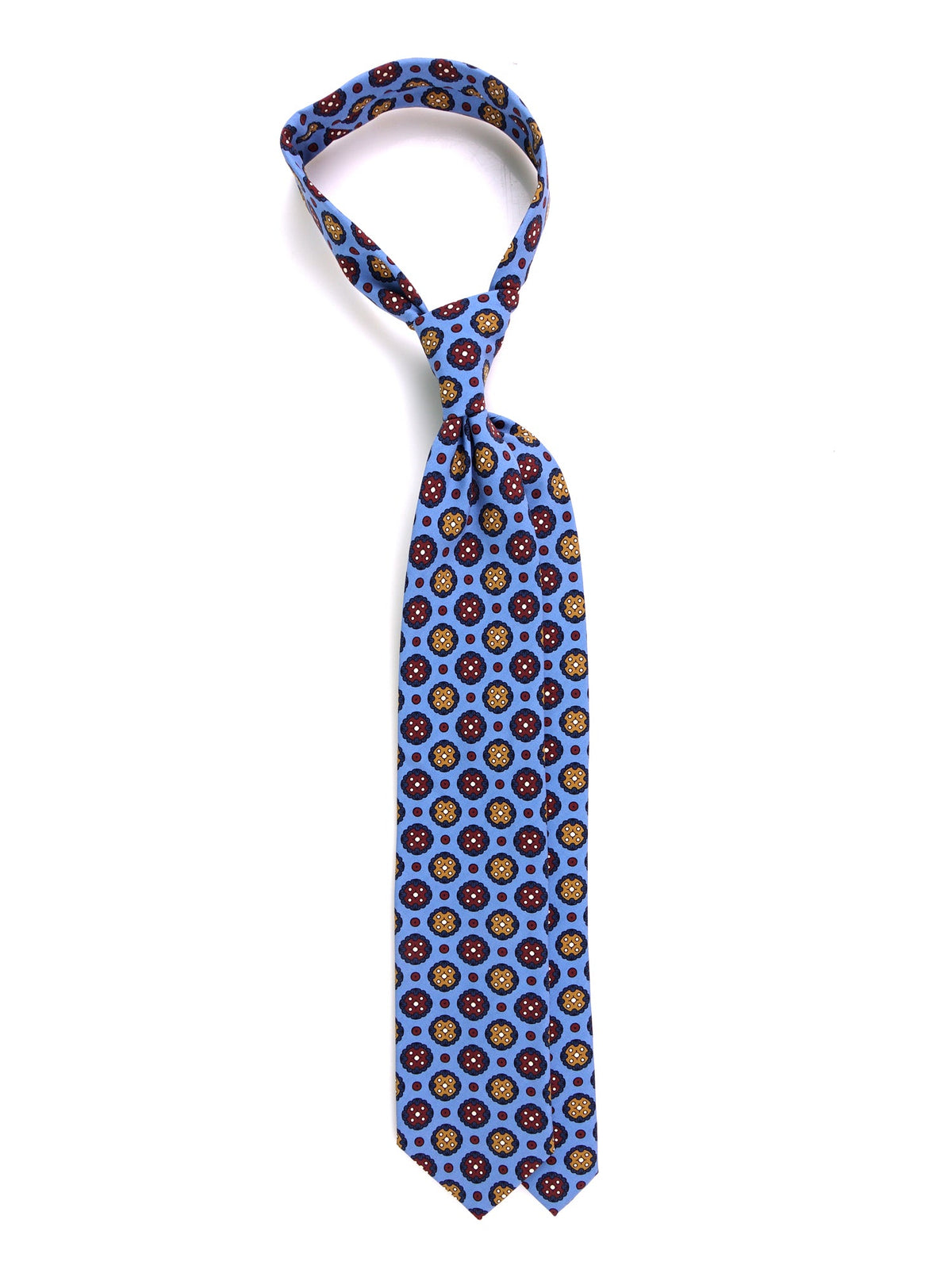 Light blue 3-fold madder silk tie VISION
