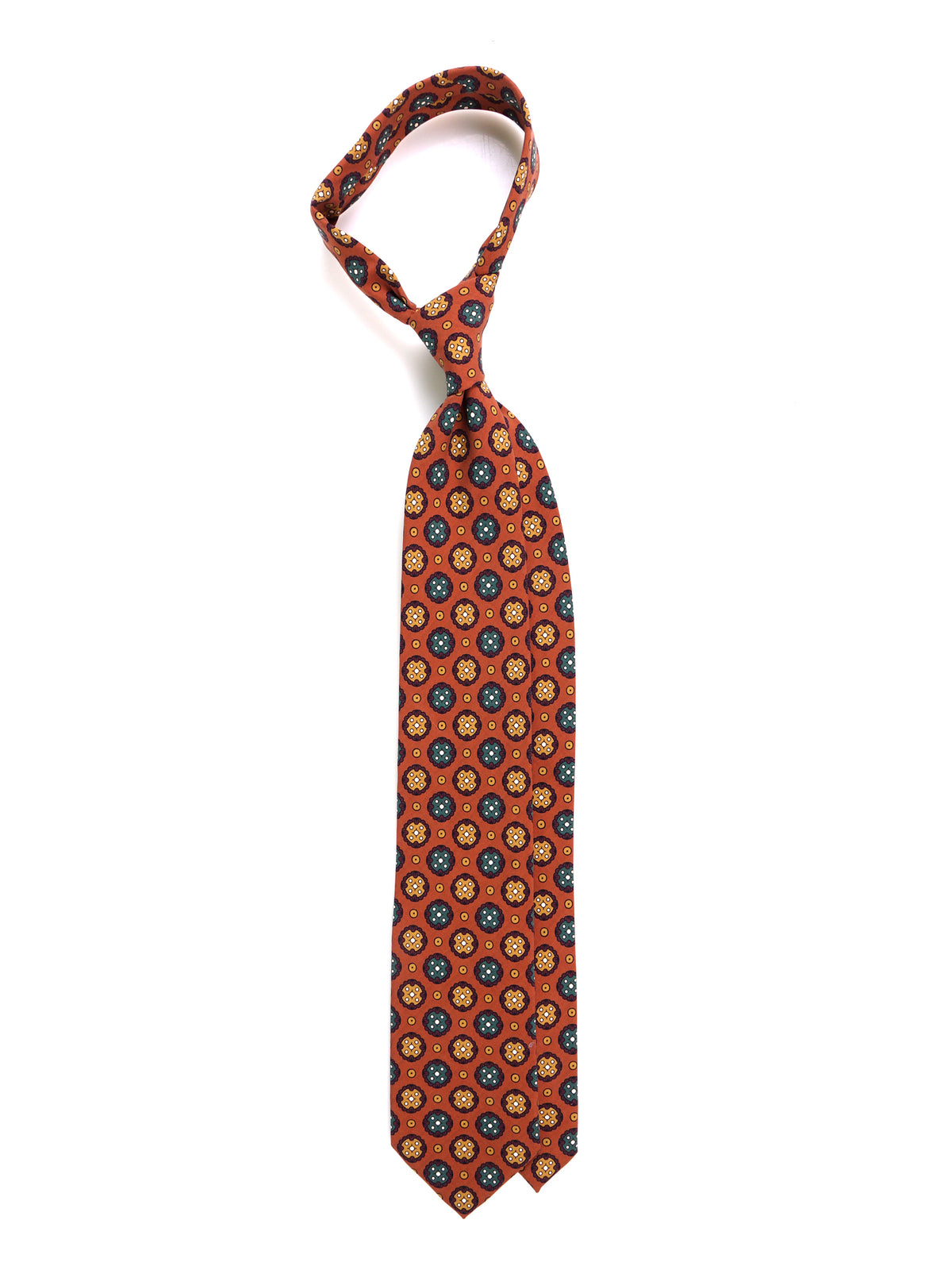 Orange 3-fold madder silk tie VISION