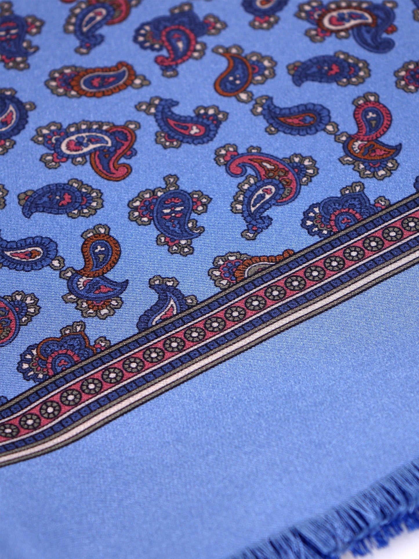 VITOLO light blue printed silk/wool double-faced scarf