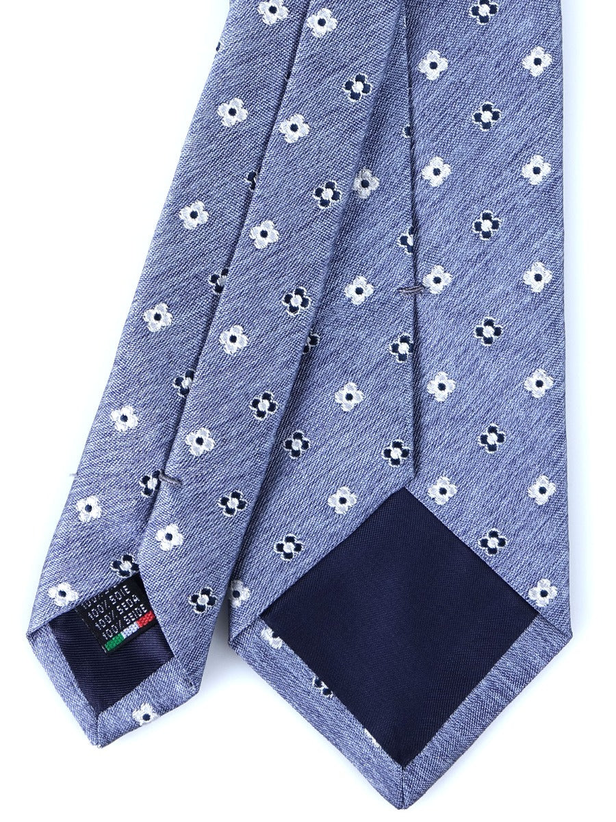 Blue 3 Fold Silk Jacquard Tie JANICE