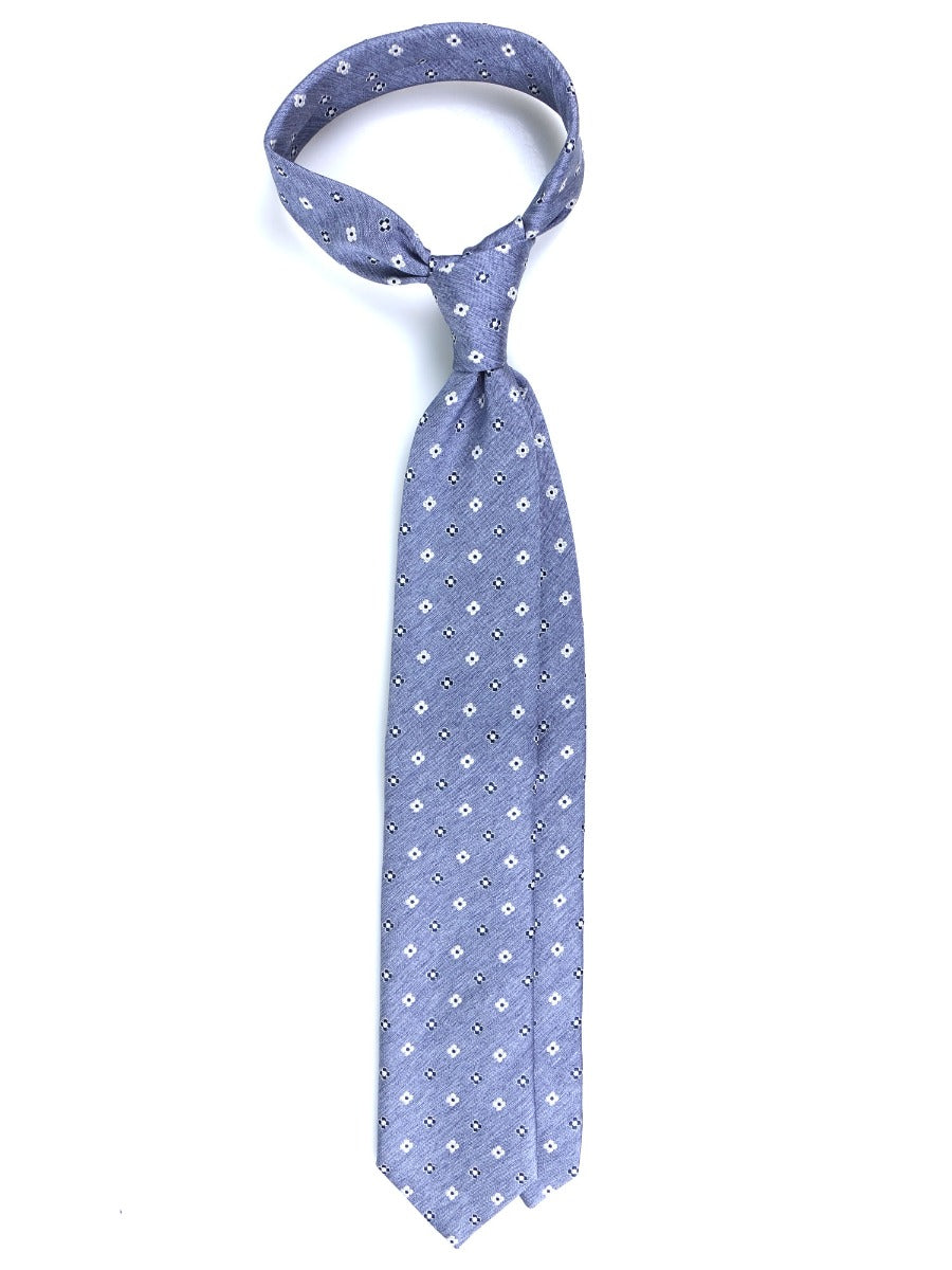 Blue 3 Fold Silk Jacquard Tie JANICE