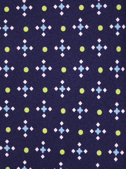 Cravatta blu scuro OFELIA in seta stampata - Particolare