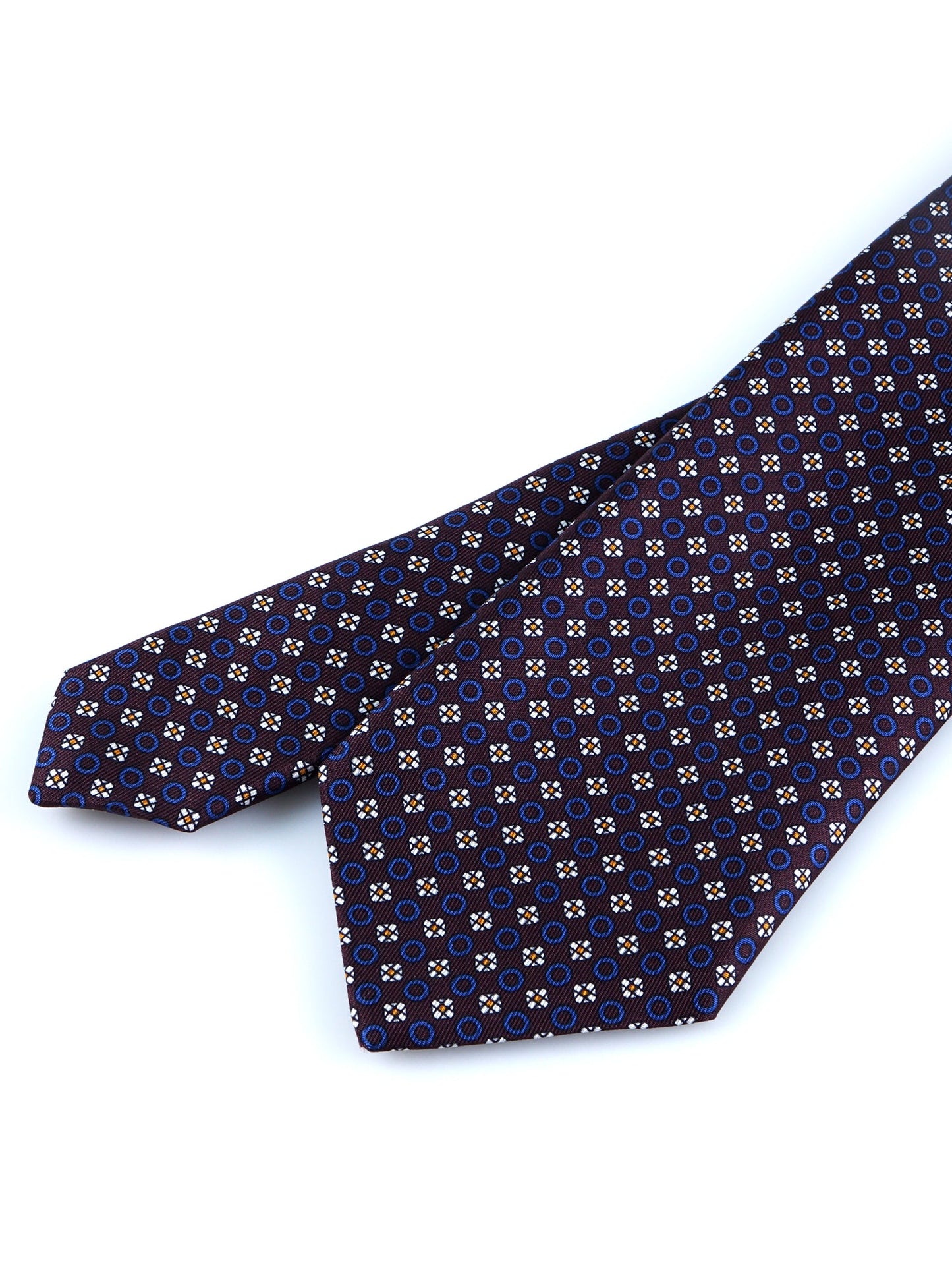 Bordeaux Tie with 3 Folds BEATRYCE in Printed Silk