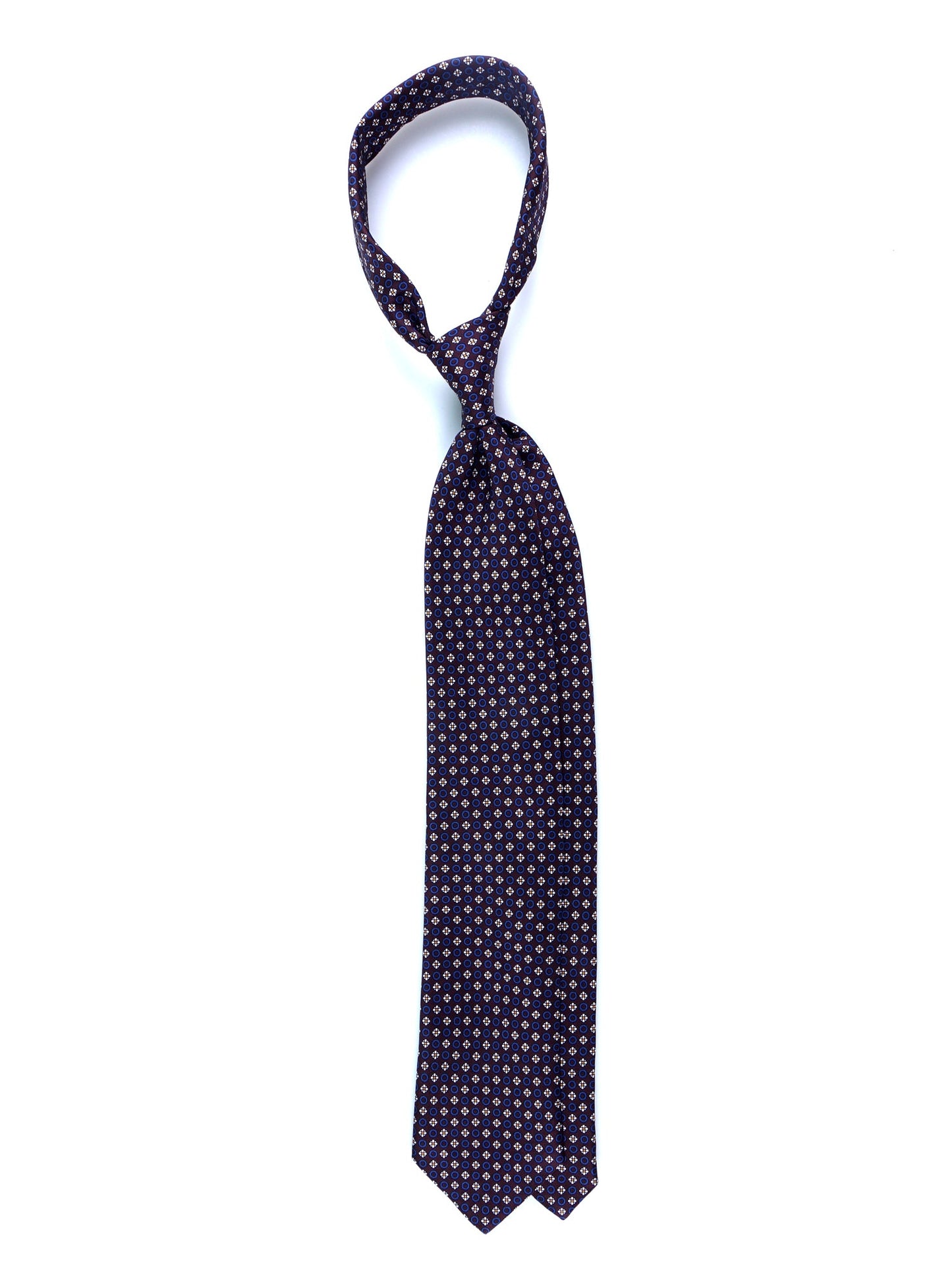 Bordeaux Tie with 3 Folds BEATRYCE in Printed Silk