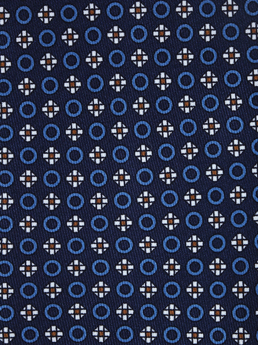 Blue 3 Folds BEATRYCE Tie in Printed Silk