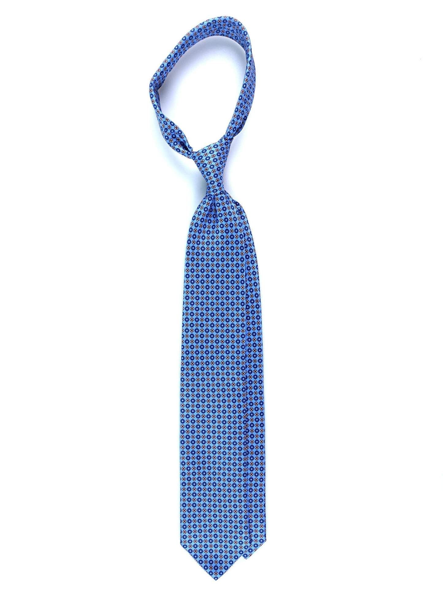 Sky Blue 3 Folds BEATRYCE Printed Silk Tie