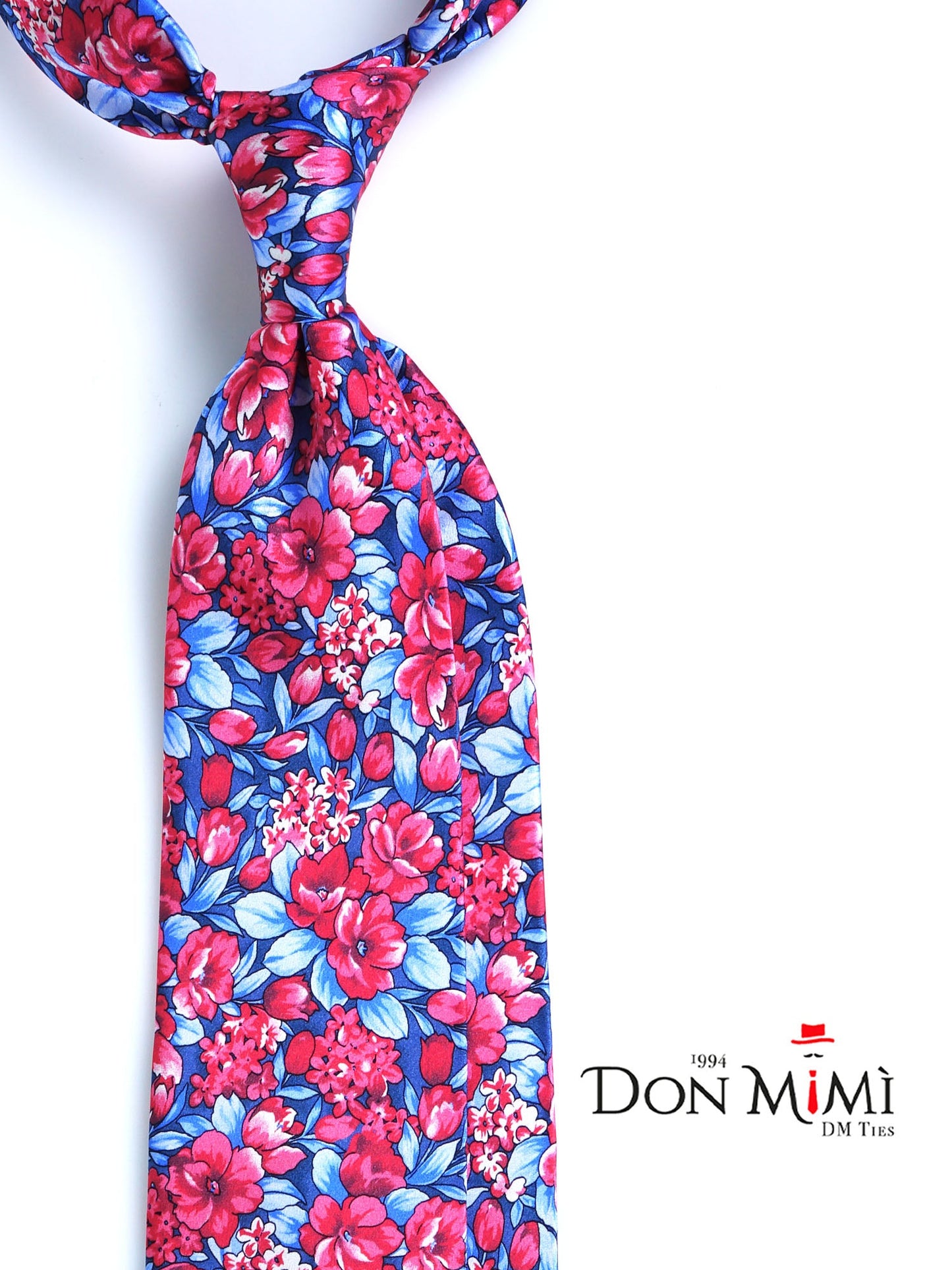 3 Fold red CHARME Silk Satin Printed Tie