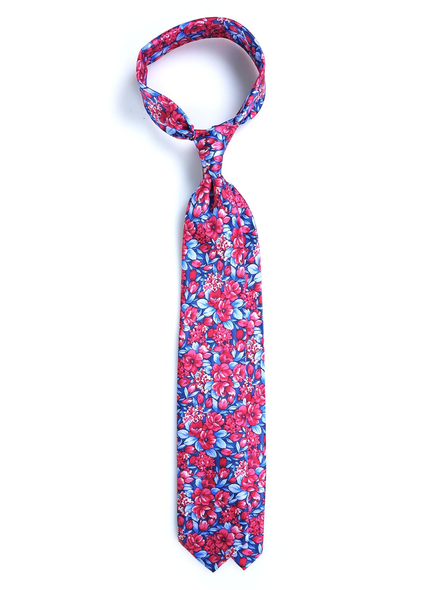 3 Fold red CHARME Silk Satin Printed Tie