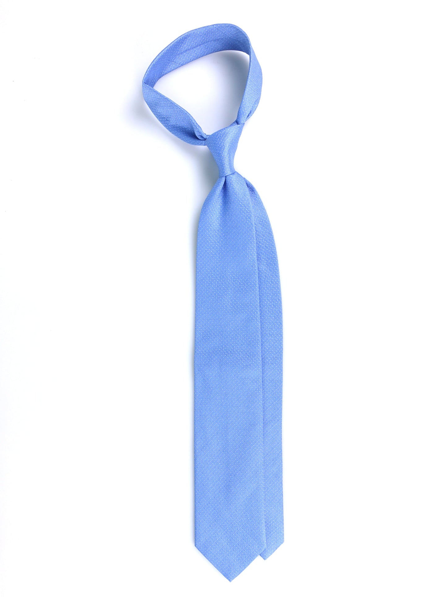 Light Blue 3 Folds Ivory Woven Silk Tie FANSTA