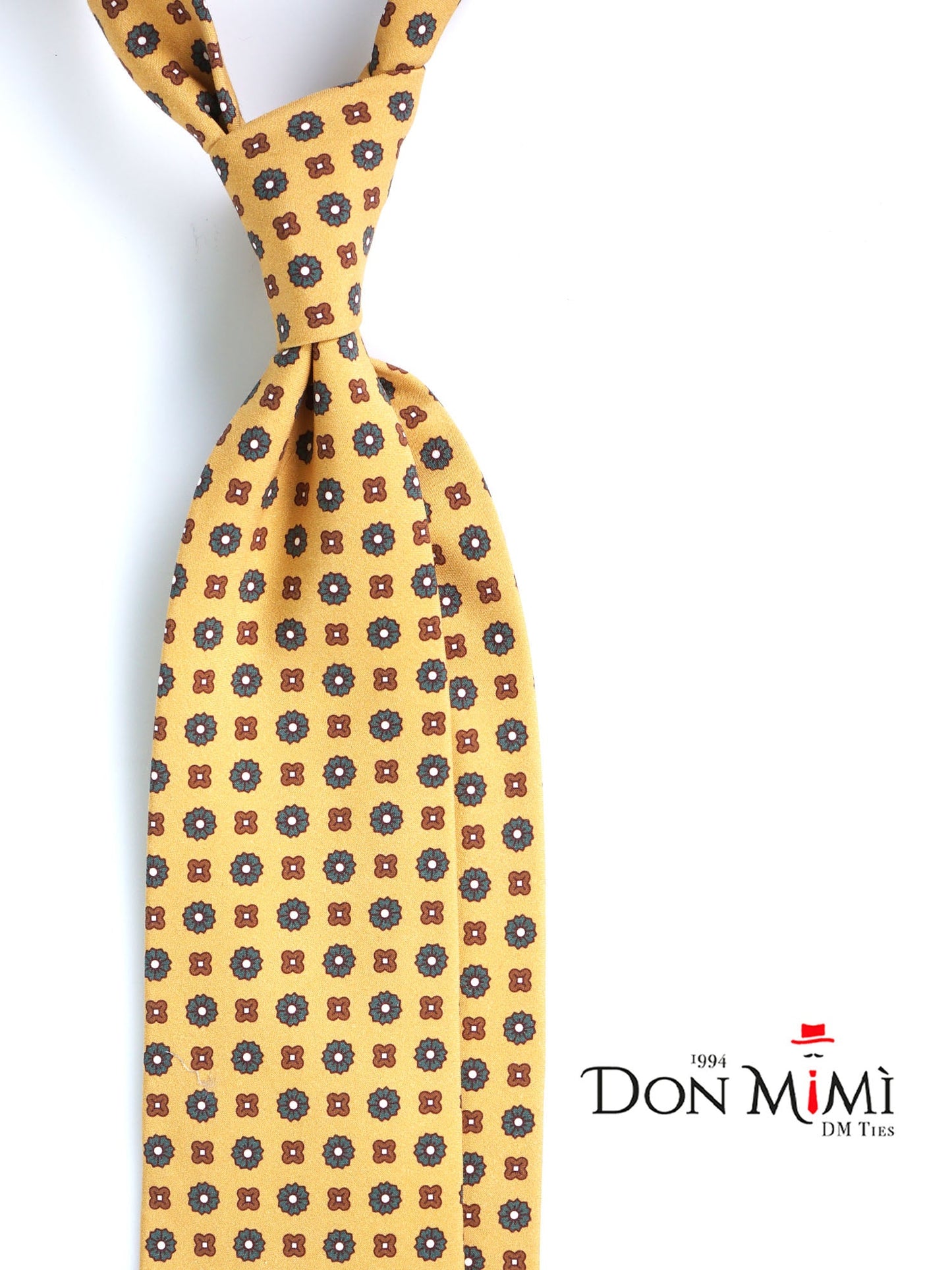 Yellow GARFIELD 3 Fold Tie in madder silk