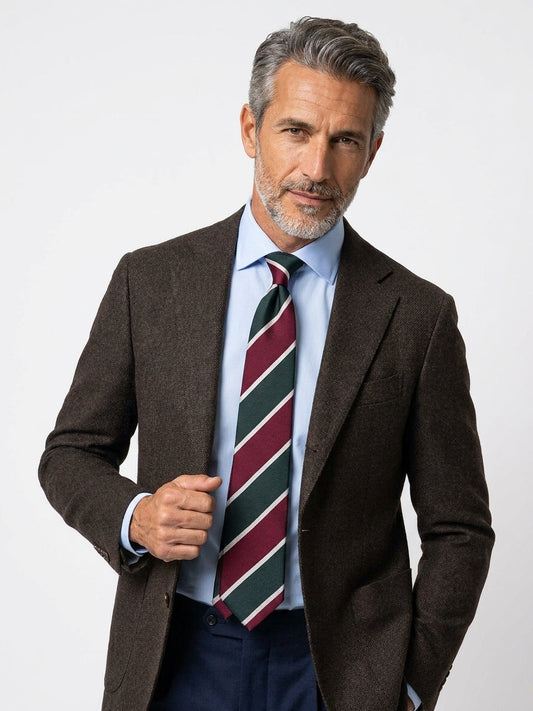 Cravatta 3 pieghe CHUCK in seta jacquard verde