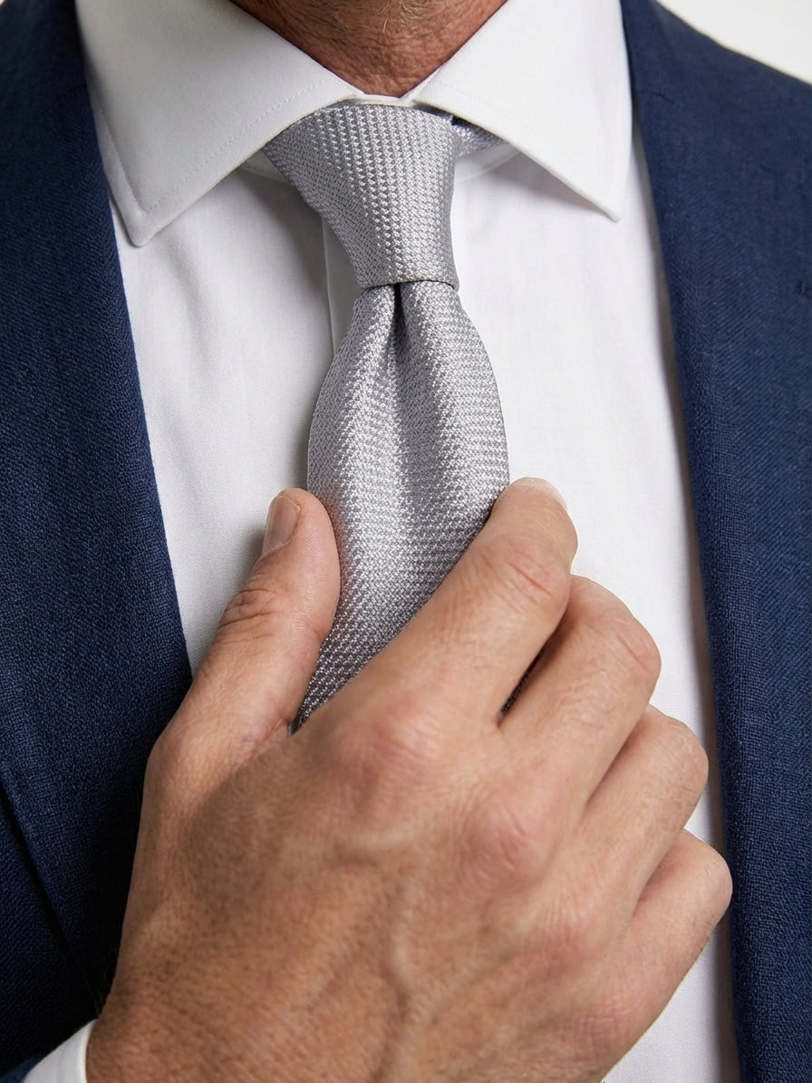 Cravatta 3 Pieghe grigio ASHFORD seta tessuta