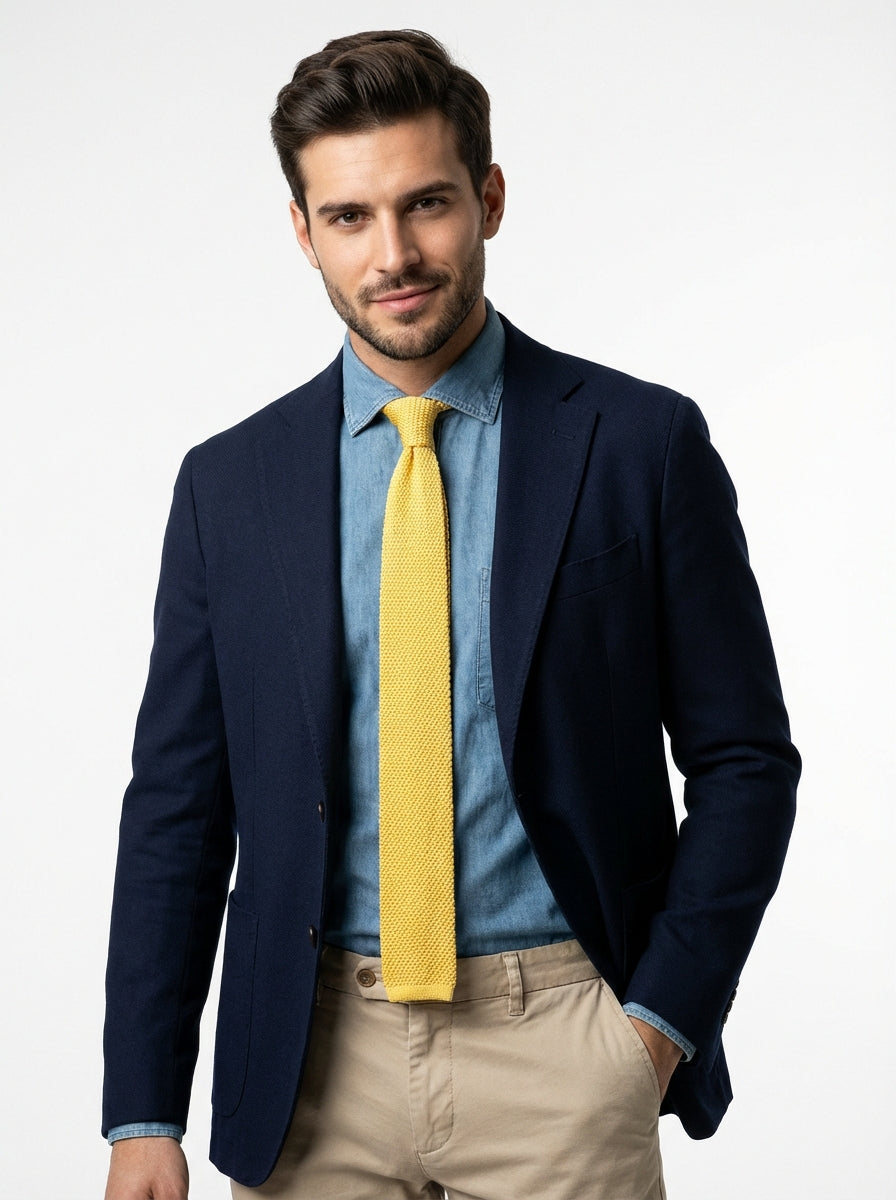 Cravatta in maglia di seta MACCA giallo