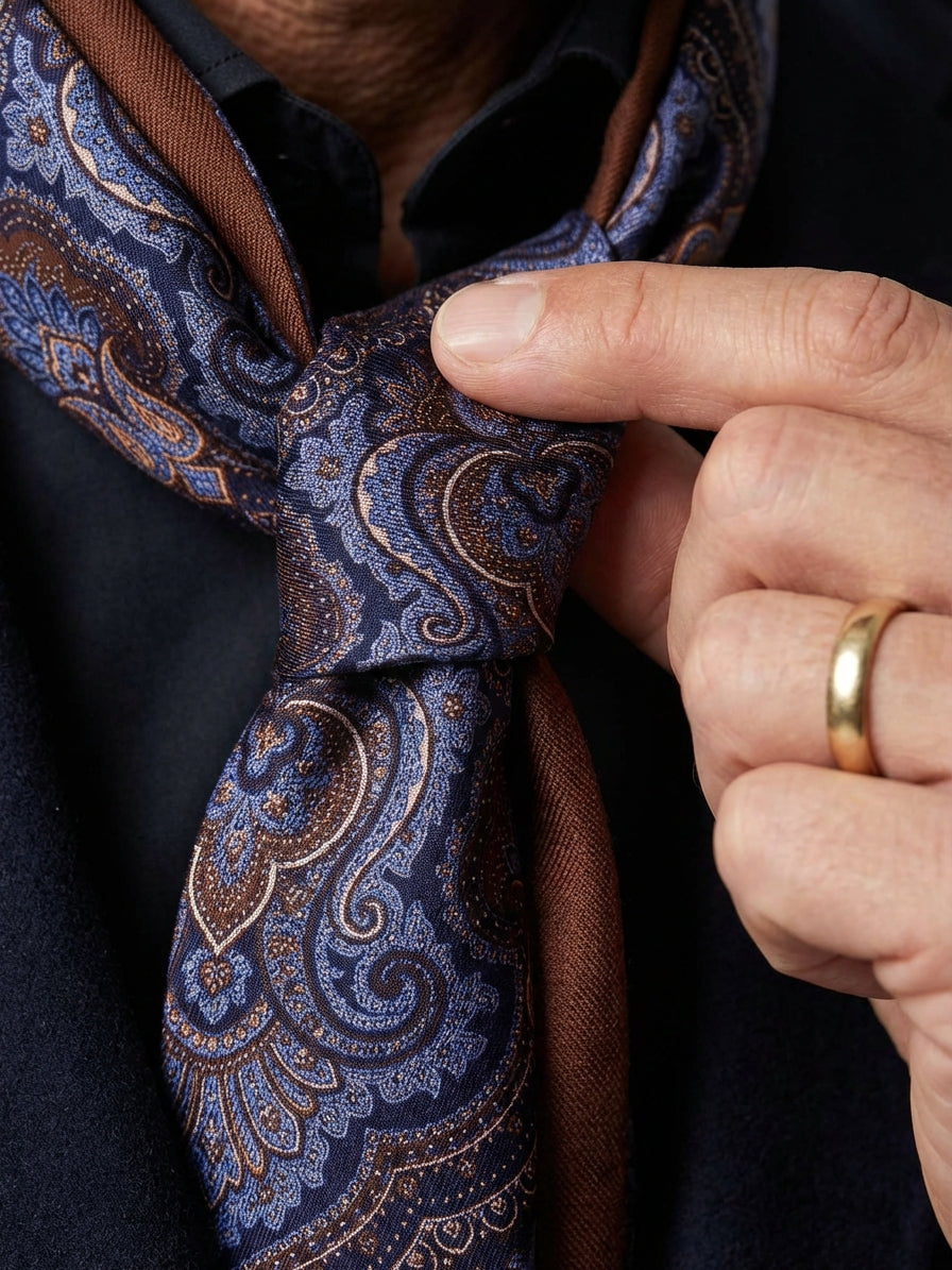 Sciarpa doppiata in seta\lana stampata ALWAYS blu