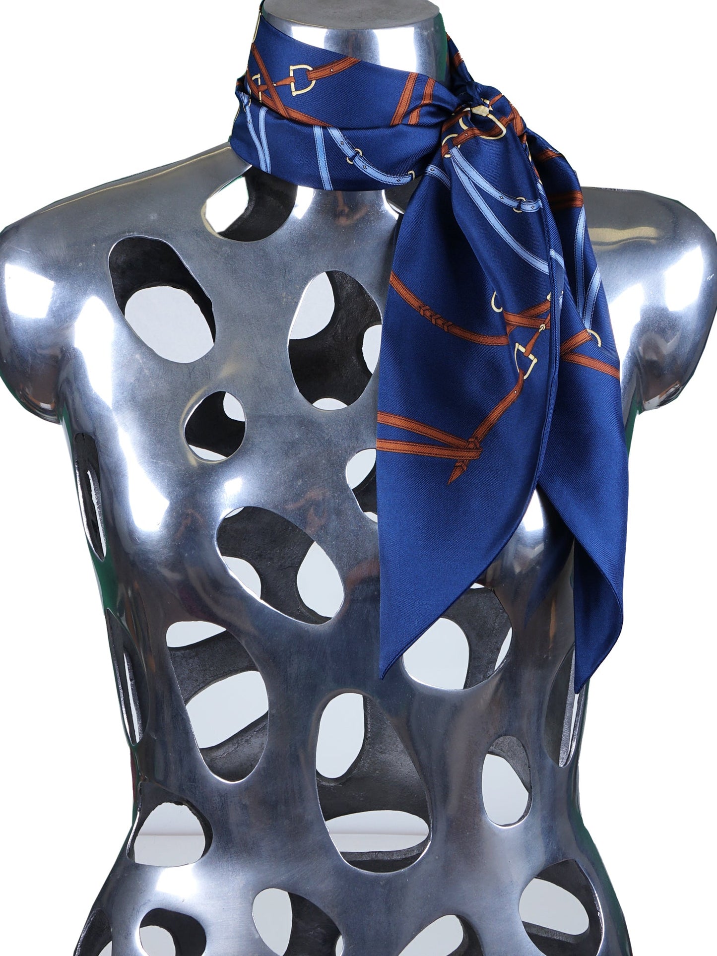 Blue printed silk twilly scarf REINS