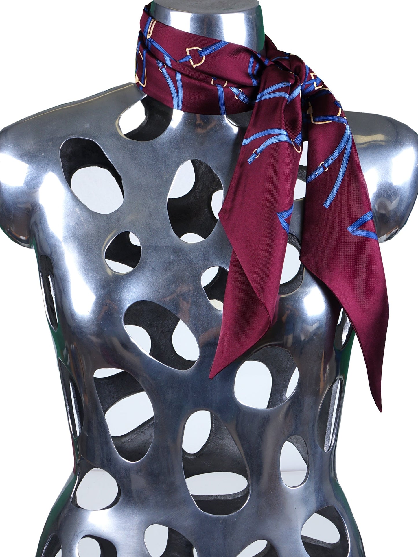 Burgundy Printed Silk Twilly Scarf REINS