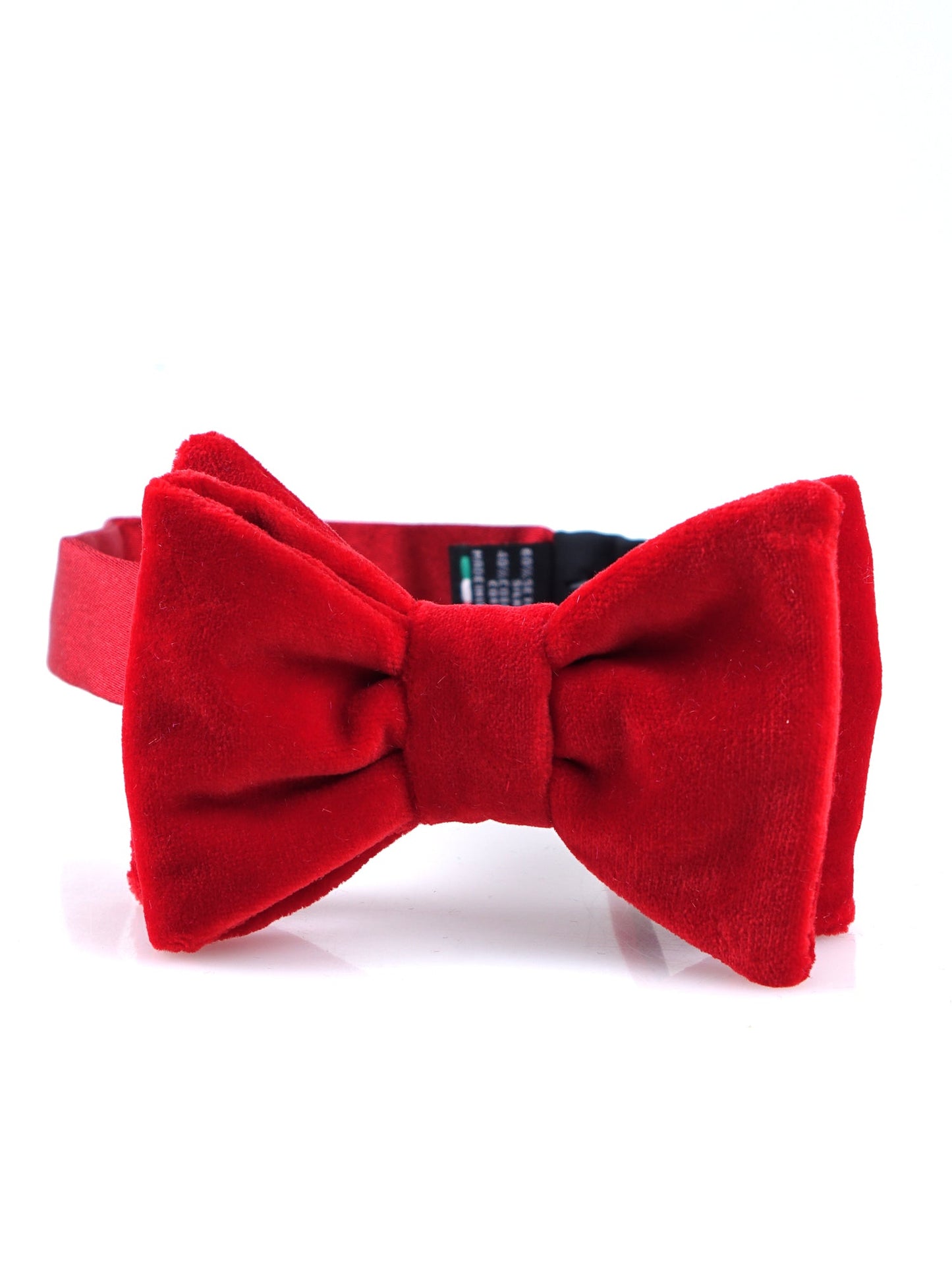 Red pre-tied cotton velvet bow tie SANSET