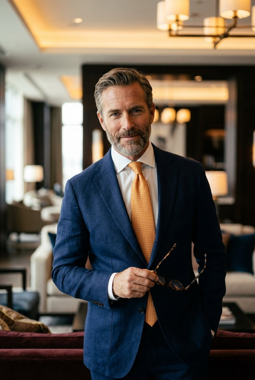 Cravatta 3 Pieghe arancione SPICY seta stampata