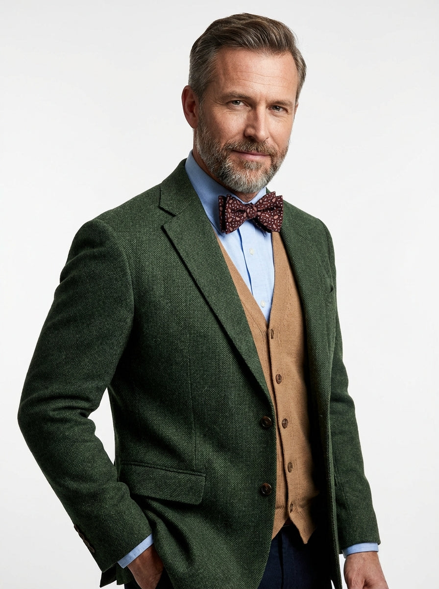 Papillon da annodare LISETA in seta inglese stampata marrone