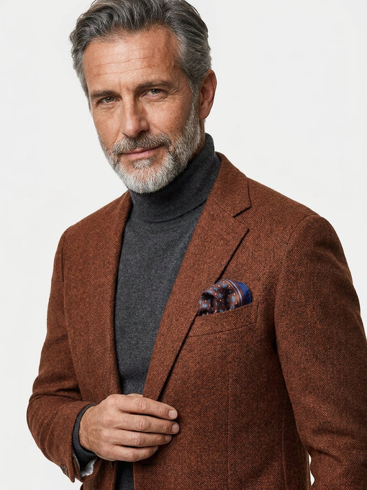 Fazzoletto da taschino marrone XL in seta twill HAVOCK